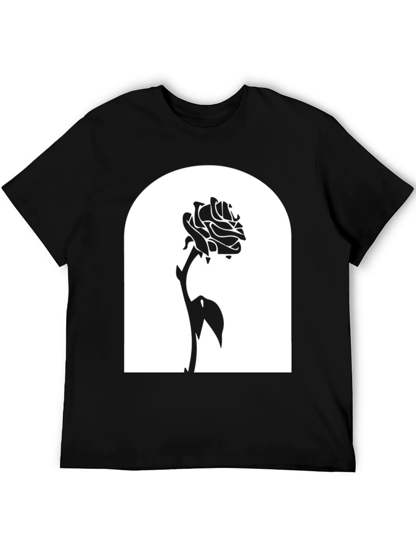 Camiseta Negra con Rosa en Marco Blanco