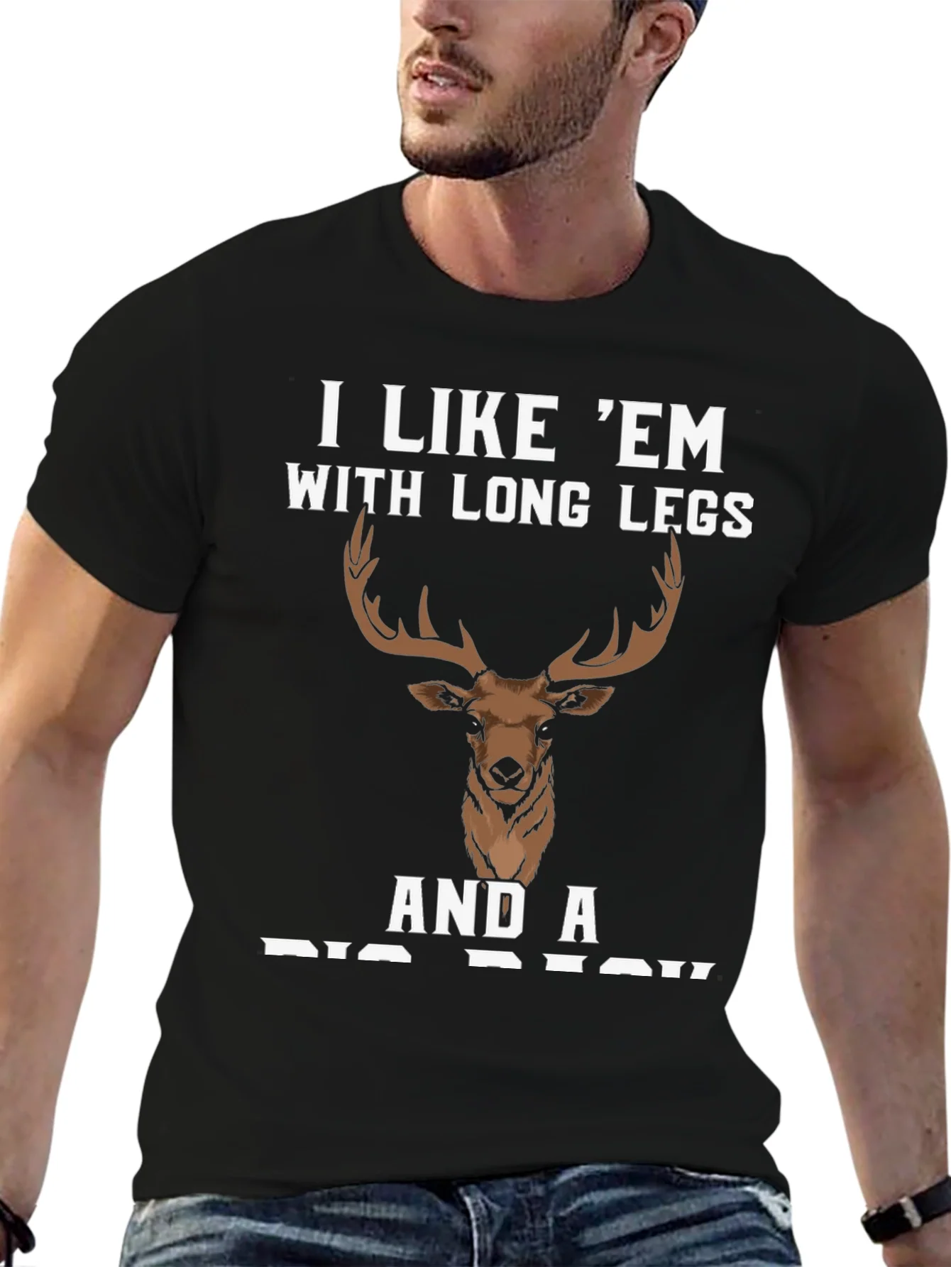 Rebbecca I Like Em Long Legs Deer Graphic Tee