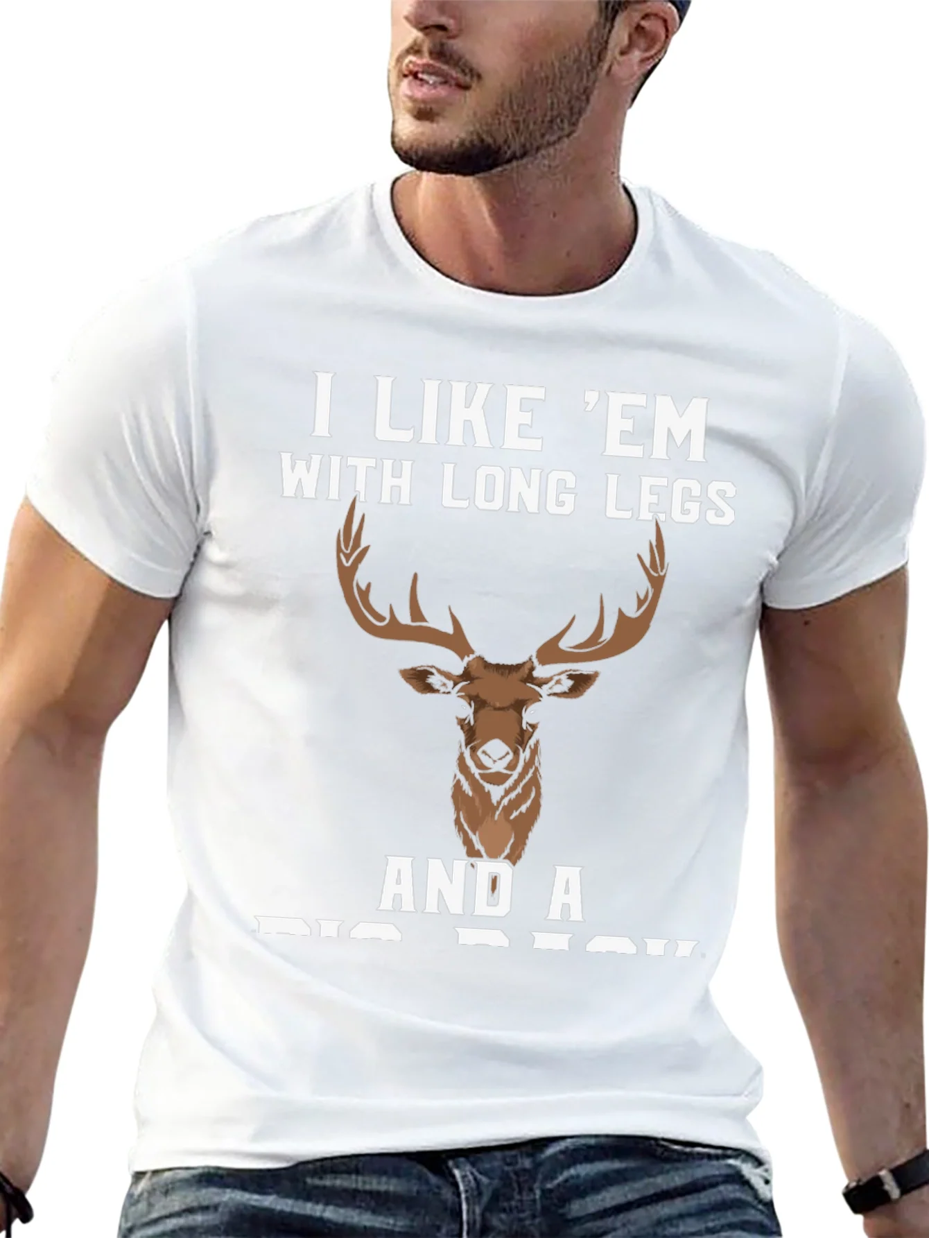 Rebbecca I Like Em Long Legs Deer Graphic Tee
