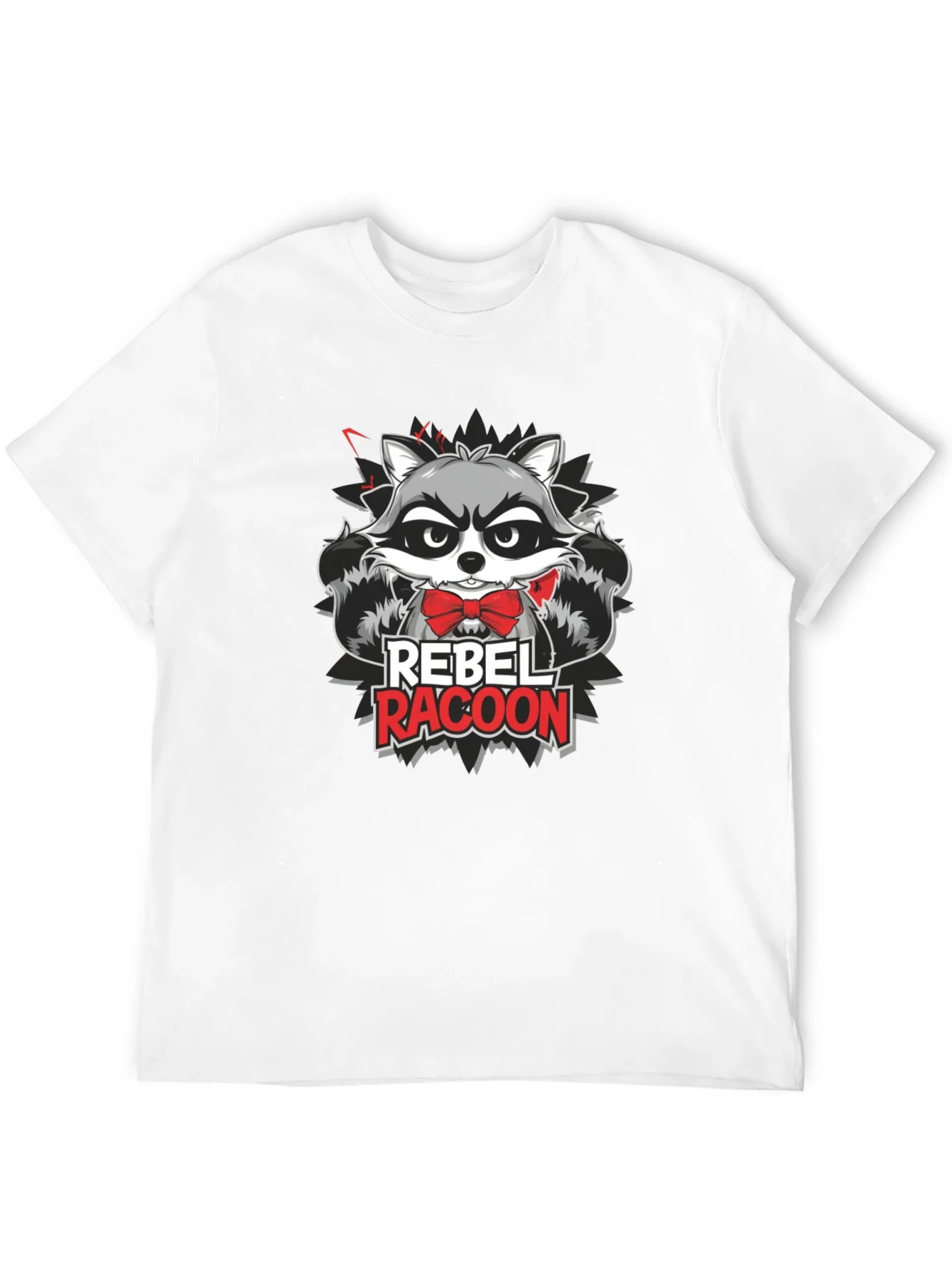 Camiseta Negra Hombre - Dise?o Rebel Raccoon