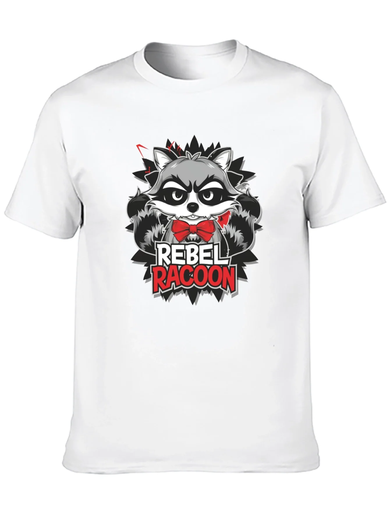 Camiseta Negra Hombre - Dise?o Rebel Raccoon