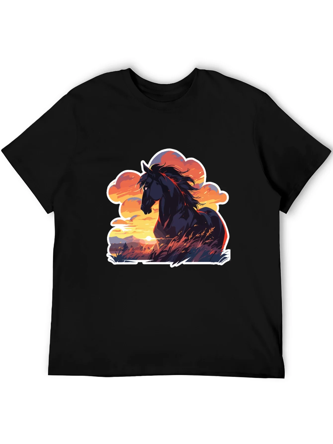 Rebbecca Horse Sunset T-Shirt: Black Graphic Tee