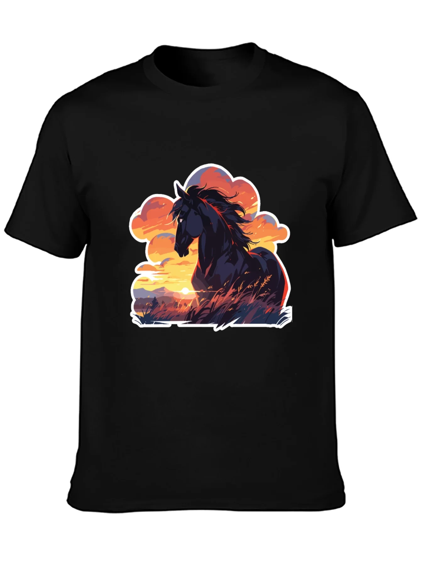 Rebbecca Horse Sunset T-Shirt: Black Graphic Tee