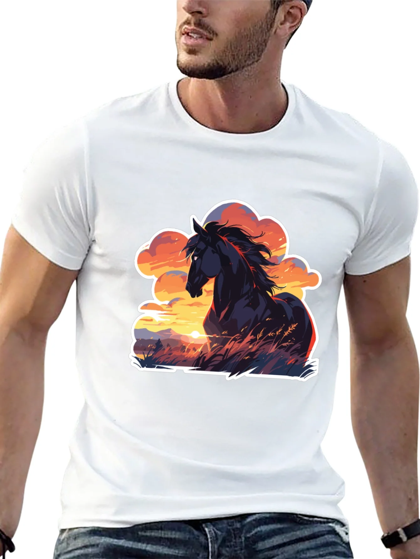 Rebbecca Horse Sunset T-Shirt: Black Graphic Tee