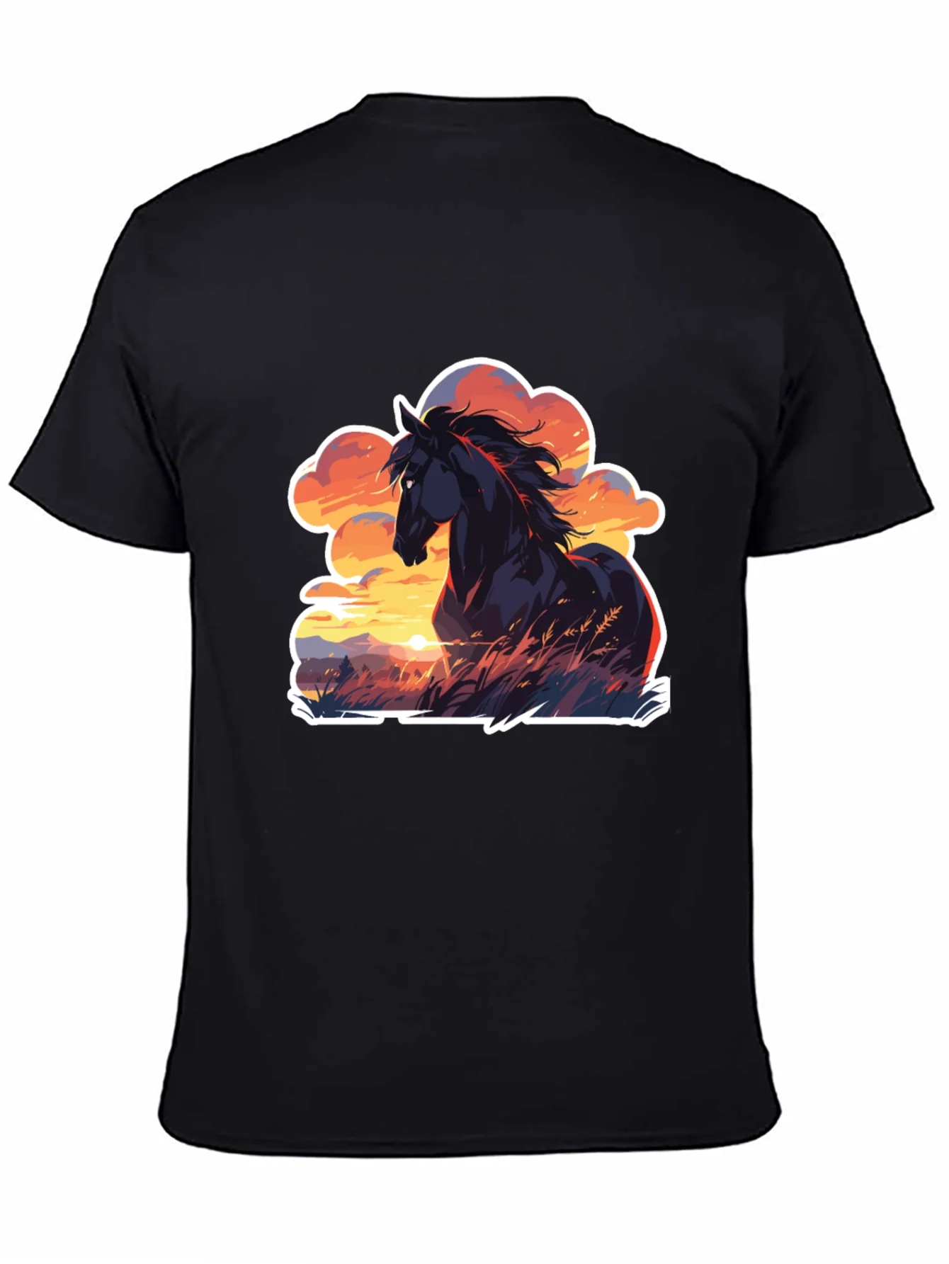 Rebbecca Horse Sunset T-Shirt: Black Graphic Tee