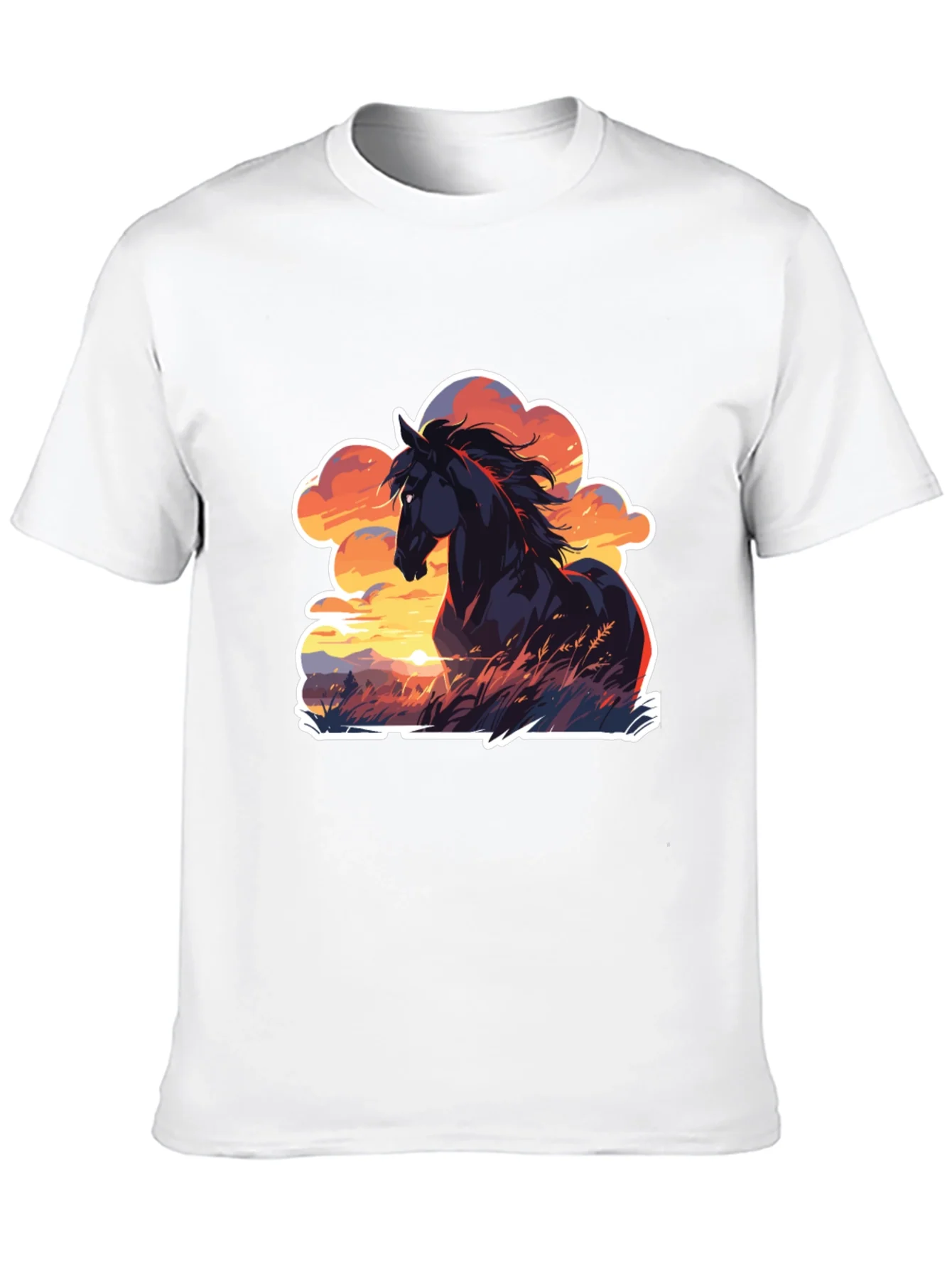 Rebbecca Horse Sunset T-Shirt: Black Graphic Tee