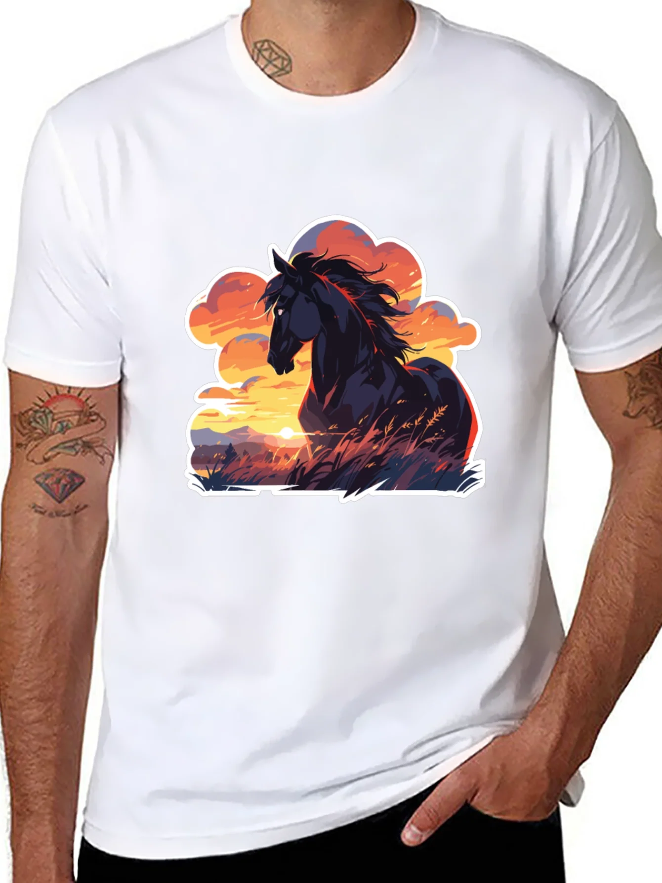 Rebbecca Horse Sunset T-Shirt: Black Graphic Tee