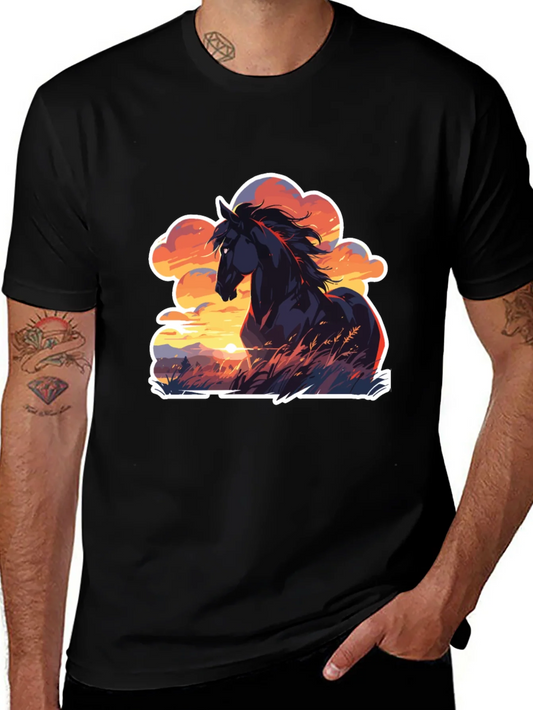 Rebbecca Horse Sunset T-Shirt: Black Graphic Tee