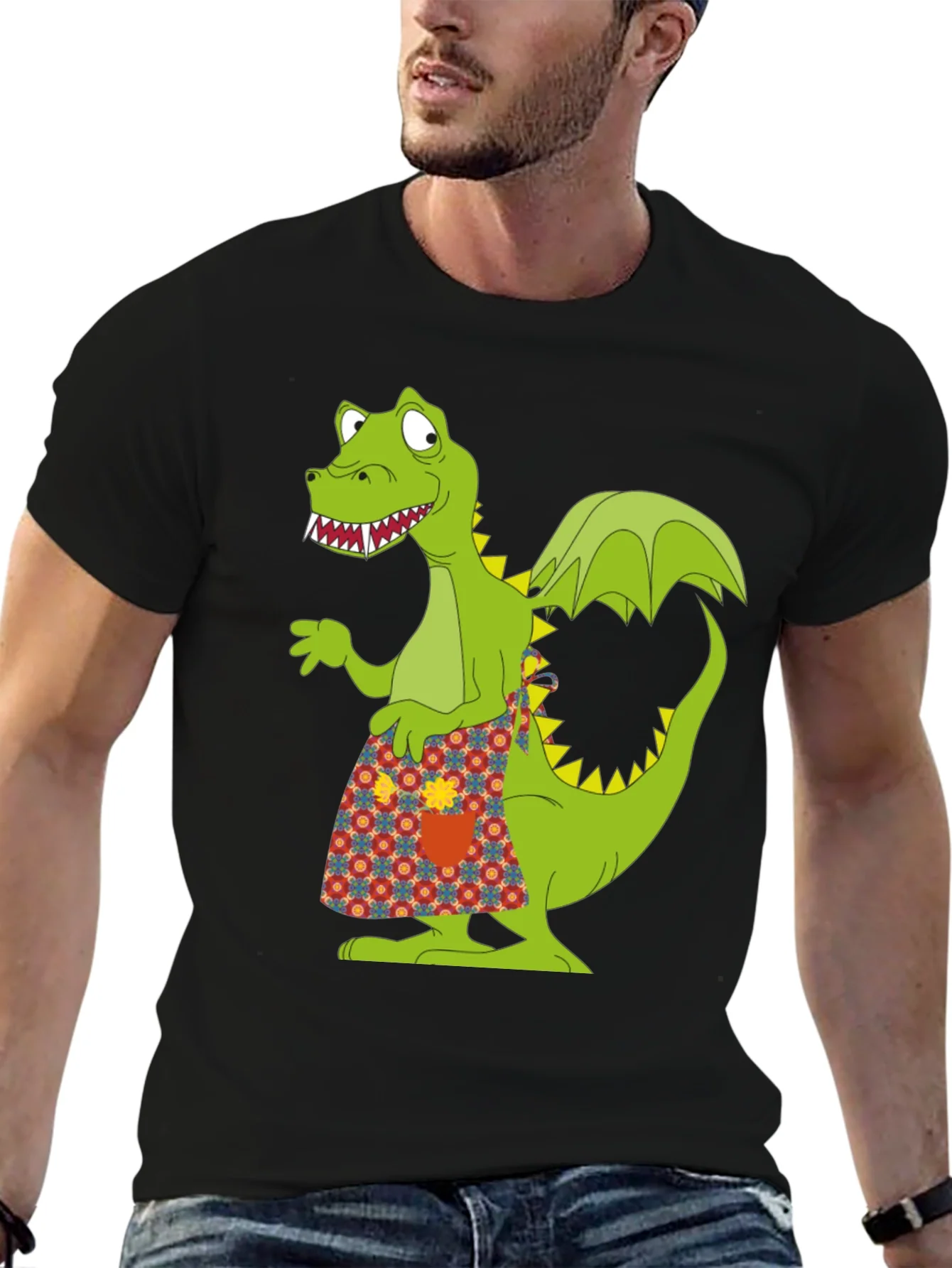 Rebbecca Funny Dragon Graphic Tee - Quirky Black T-Shirt