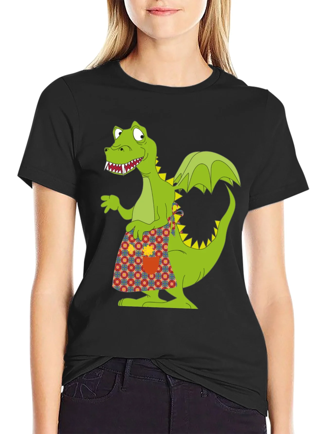 Rebbecca Funny Dragon Graphic Tee - Quirky Black T-Shirt