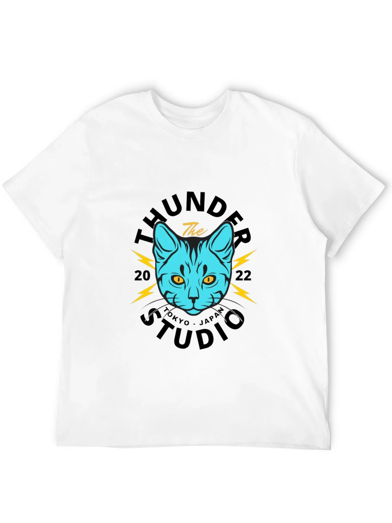 Camiseta Negra con Dise?o de Gato Thunder Studio