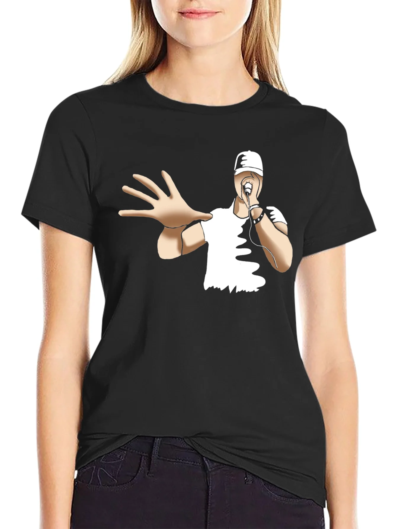 Rebbecca Cool Cartoon Rapper Black T-Shirt