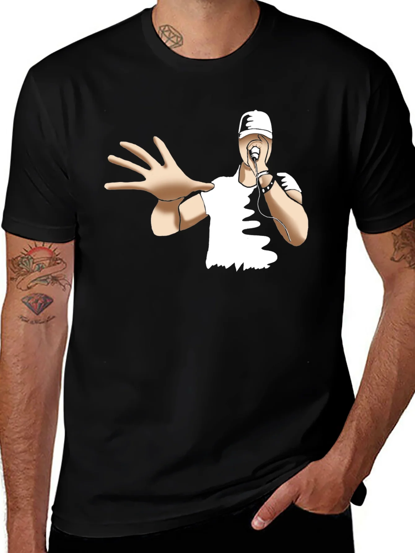 Rebbecca Cool Cartoon Rapper Black T-Shirt