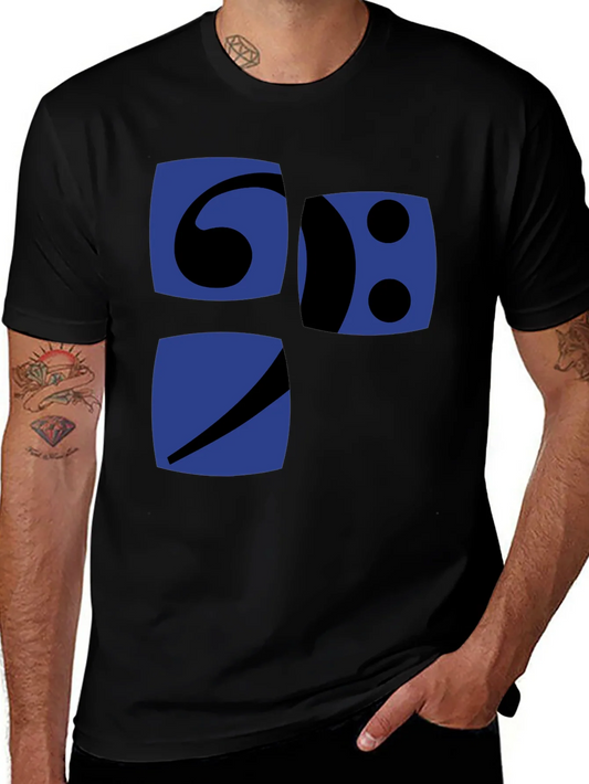 Camiseta Negra con Dise?o Gr¨¢fico Abstracto en Azul