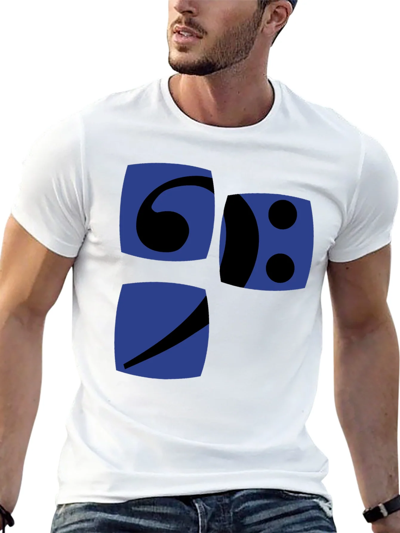 Camiseta Negra con Dise?o Gr¨¢fico Abstracto en Azul