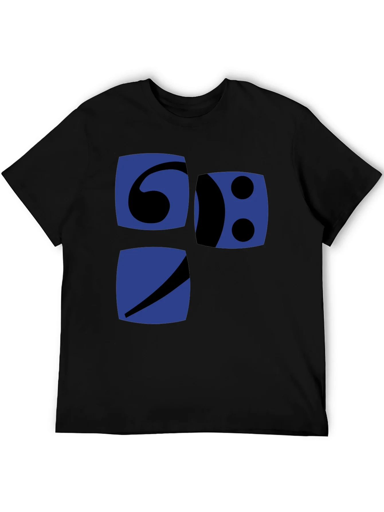 Camiseta Negra con Dise?o Gr¨¢fico Abstracto en Azul