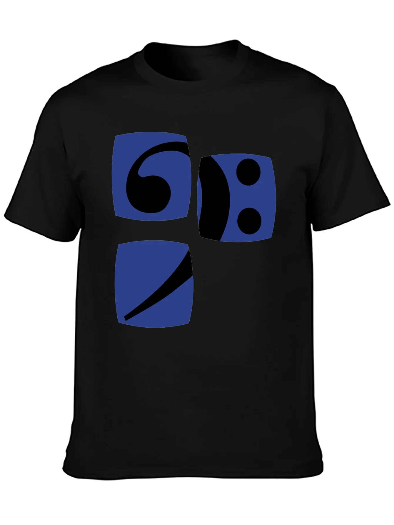 Camiseta Negra con Dise?o Gr¨¢fico Abstracto en Azul