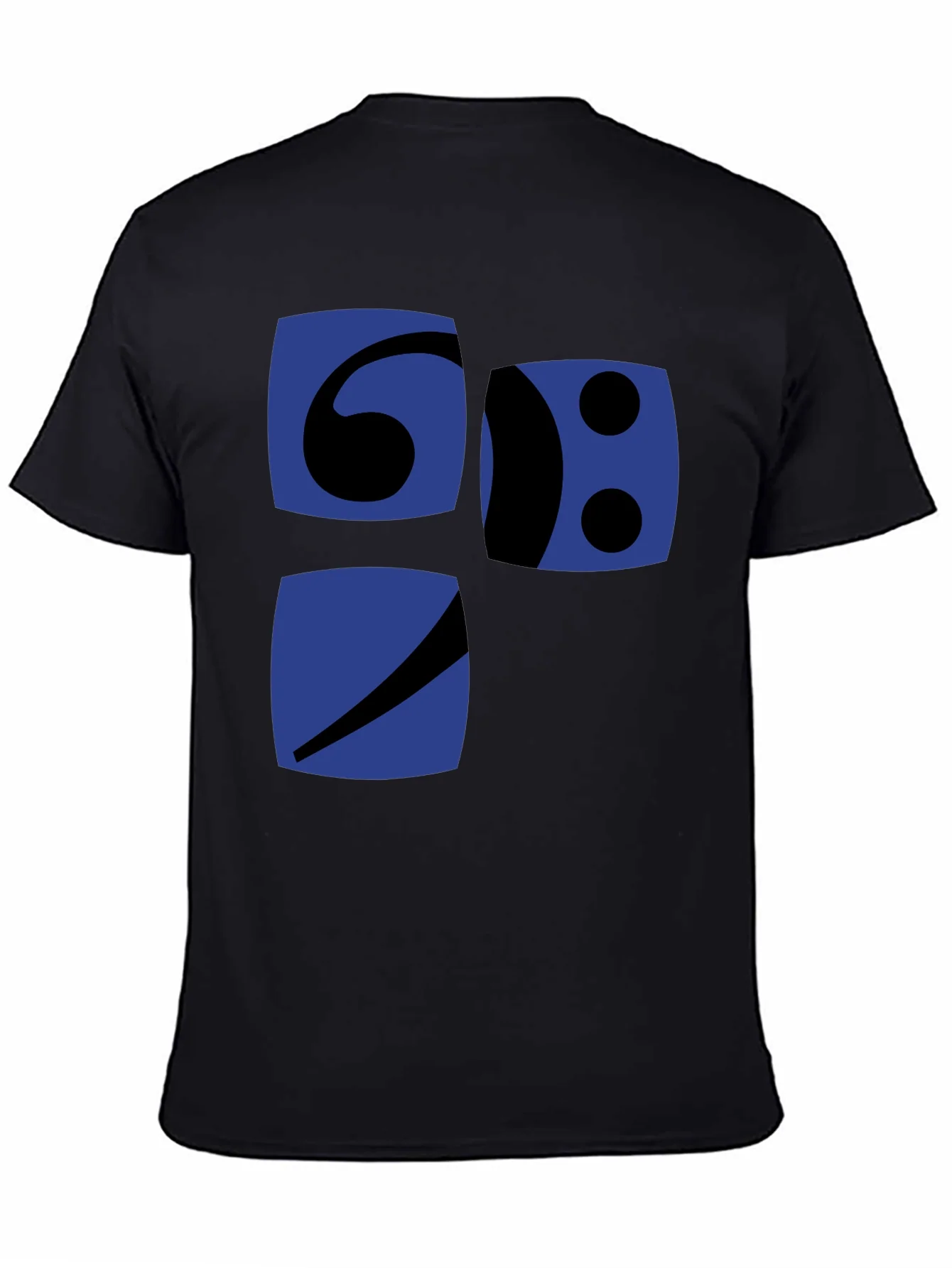 Camiseta Negra con Dise?o Gr¨¢fico Abstracto en Azul