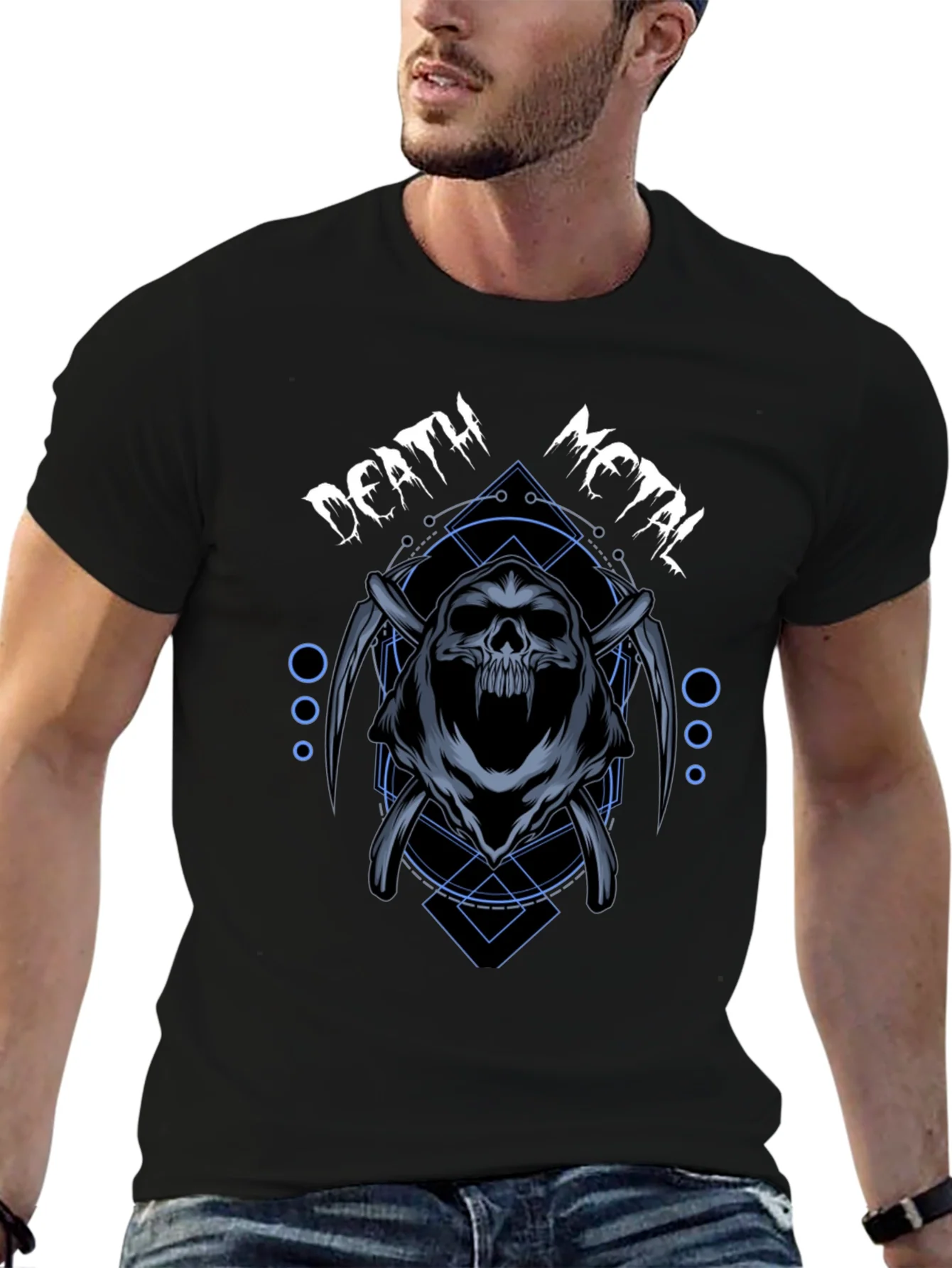 Rebbecca Death Metal Graphic T-Shirt - Grim Reaper Design