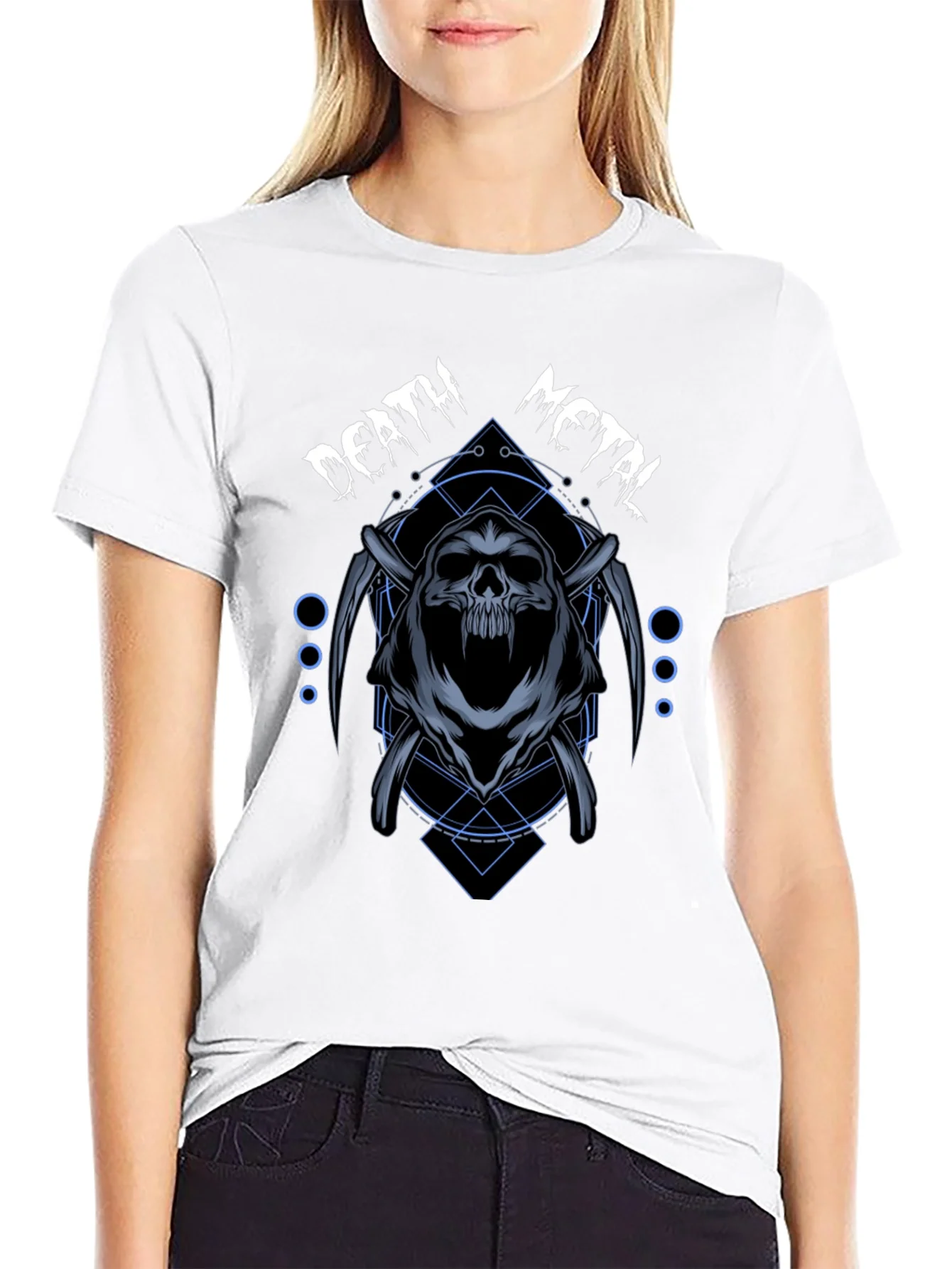 Rebbecca Death Metal Graphic T-Shirt - Grim Reaper Design