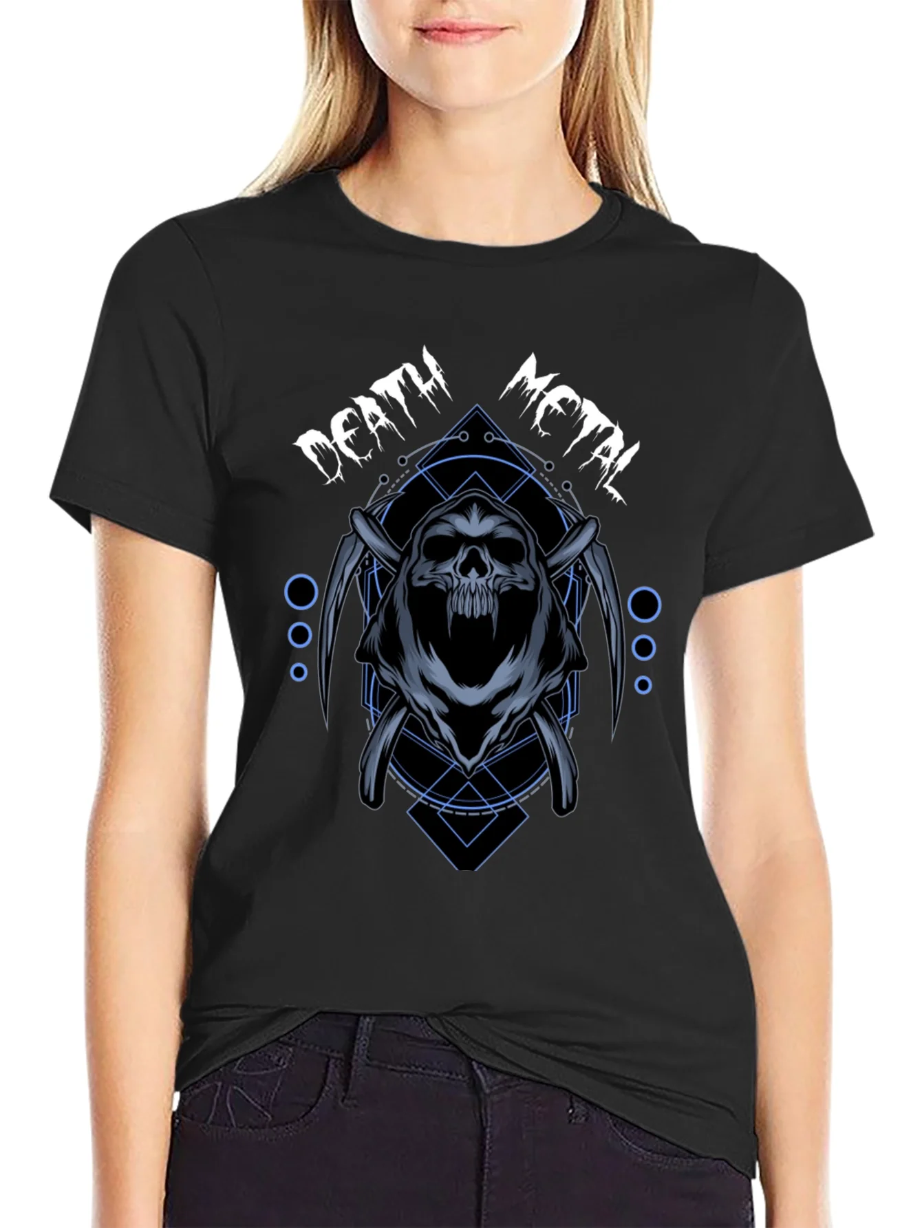 Rebbecca Death Metal Graphic T-Shirt - Grim Reaper Design
