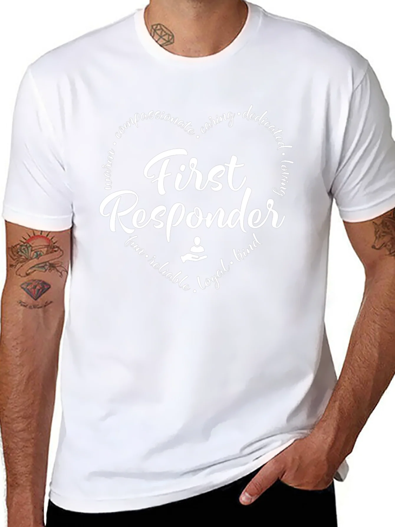 Rebbecca First Responder Heart T-Shirt - Caring Loyal Fun