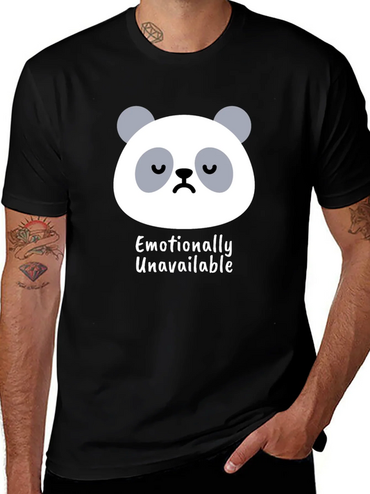 Camiseta Negra con Panda Emocionalmente No Disponible