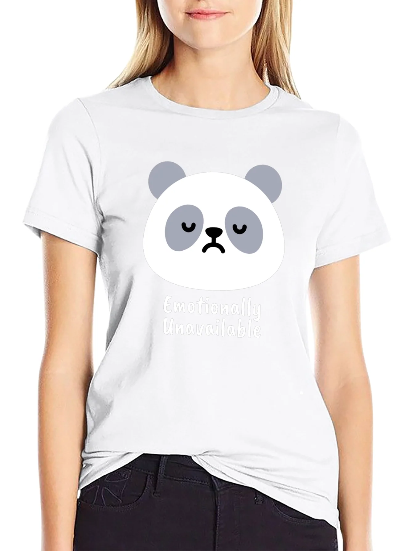 Camiseta Negra con Panda Emocionalmente No Disponible