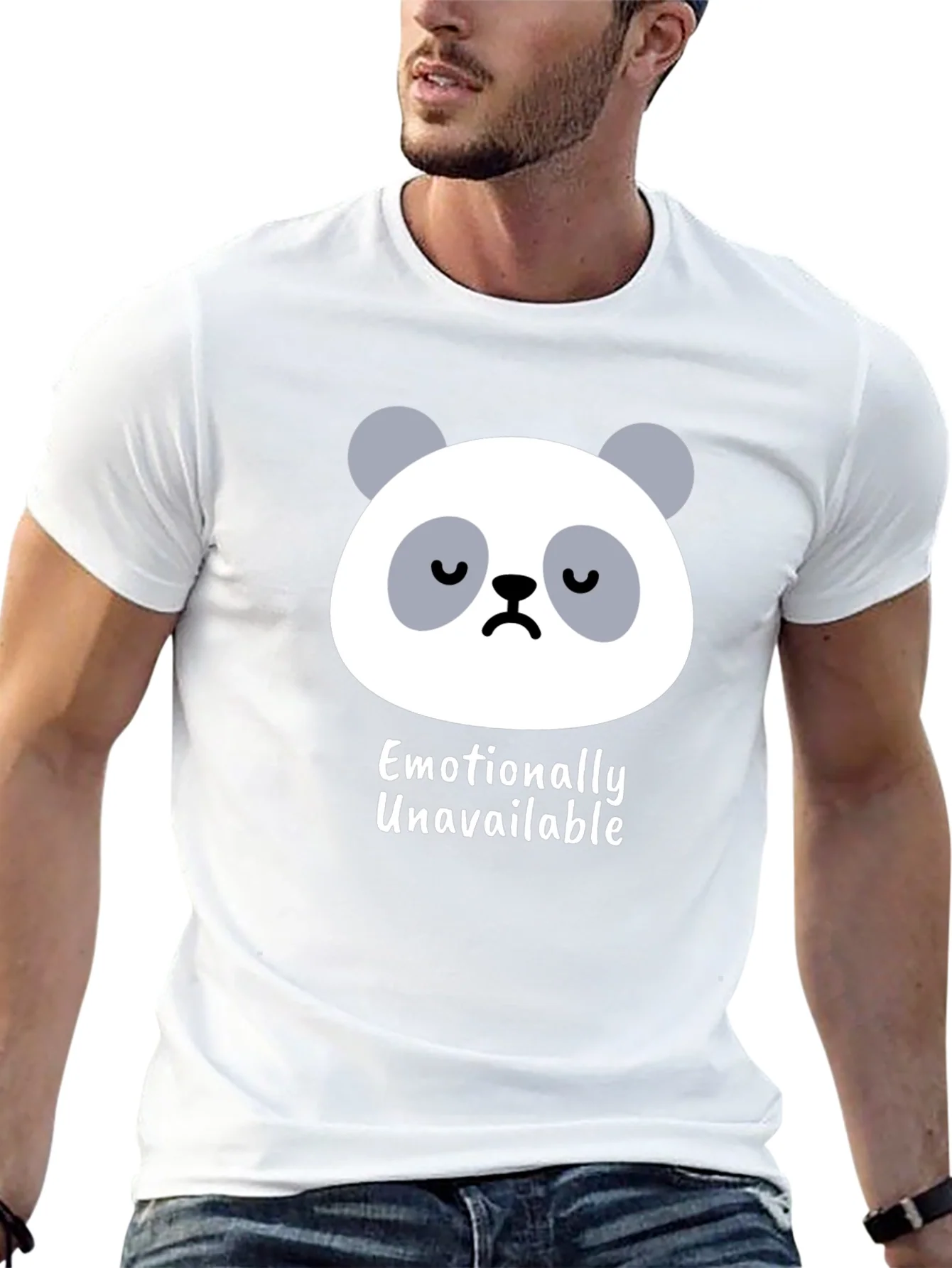 Camiseta Negra con Panda Emocionalmente No Disponible