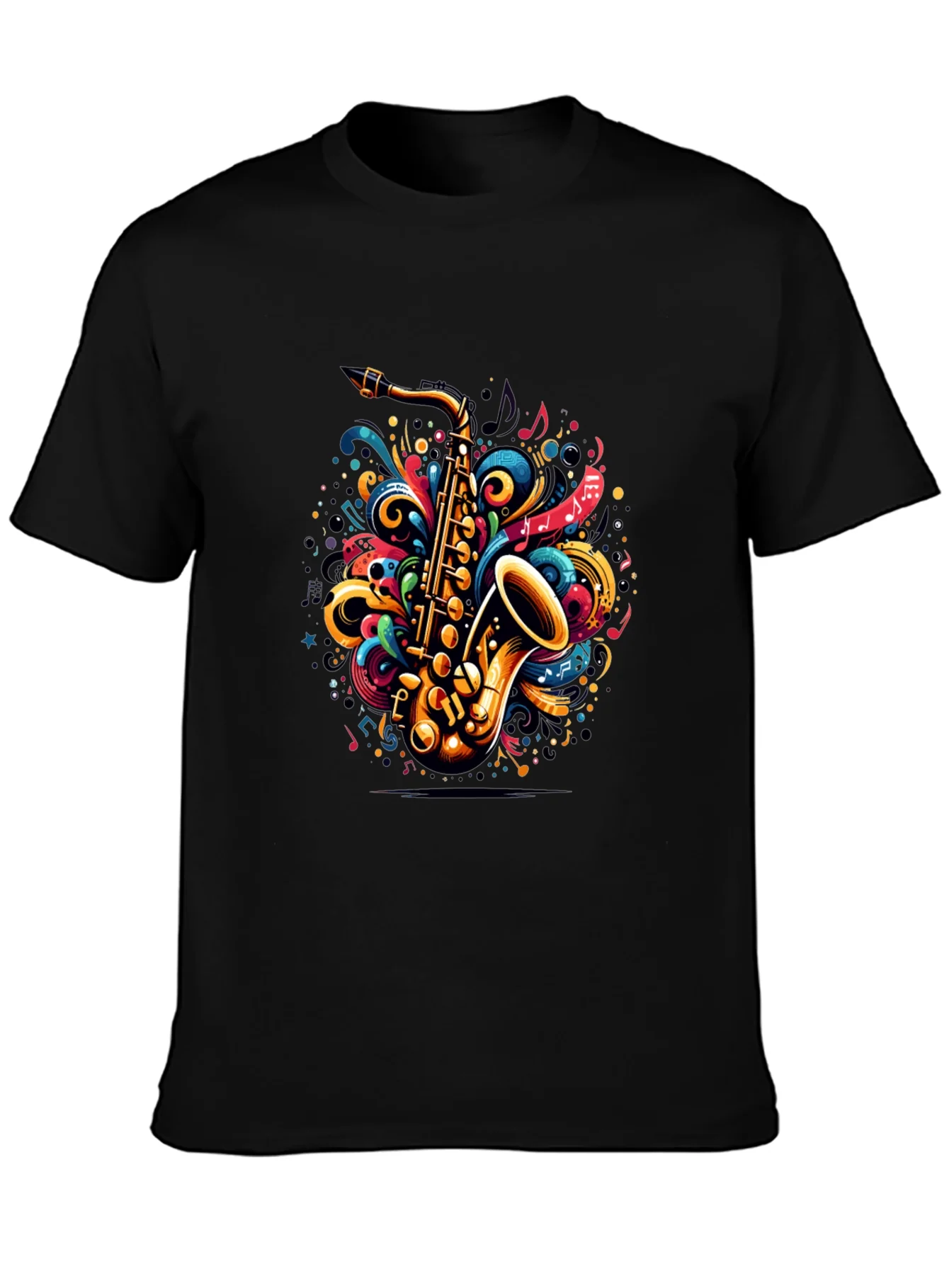 Camiseta Negra con Dise?o de Saxof¨®n Musical