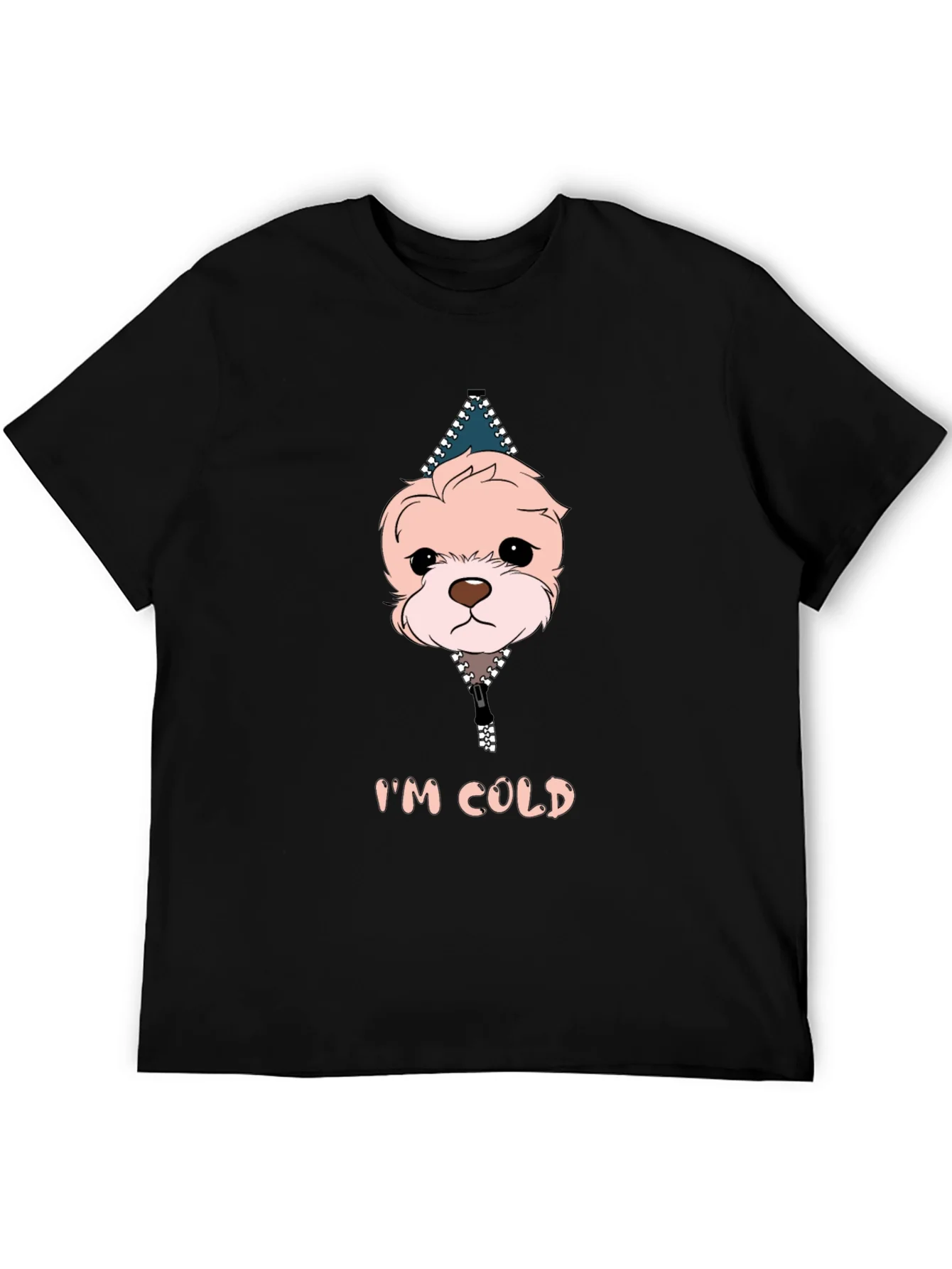 Camiseta Negra Im Cold con Dise?o de Cachorro
