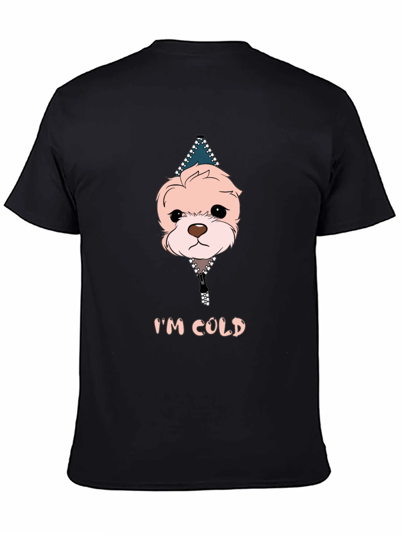 Camiseta Negra Im Cold con Dise?o de Cachorro