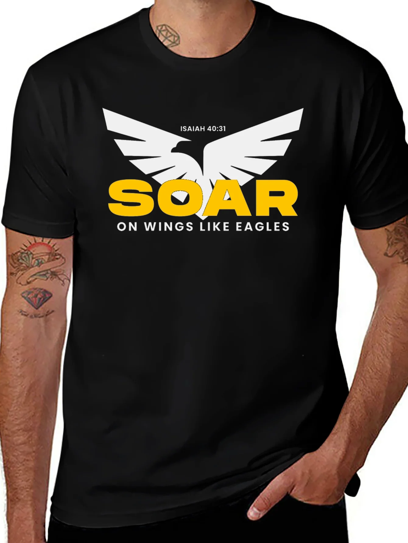 Camiseta Negra Elevarse Como ¨¢guilas