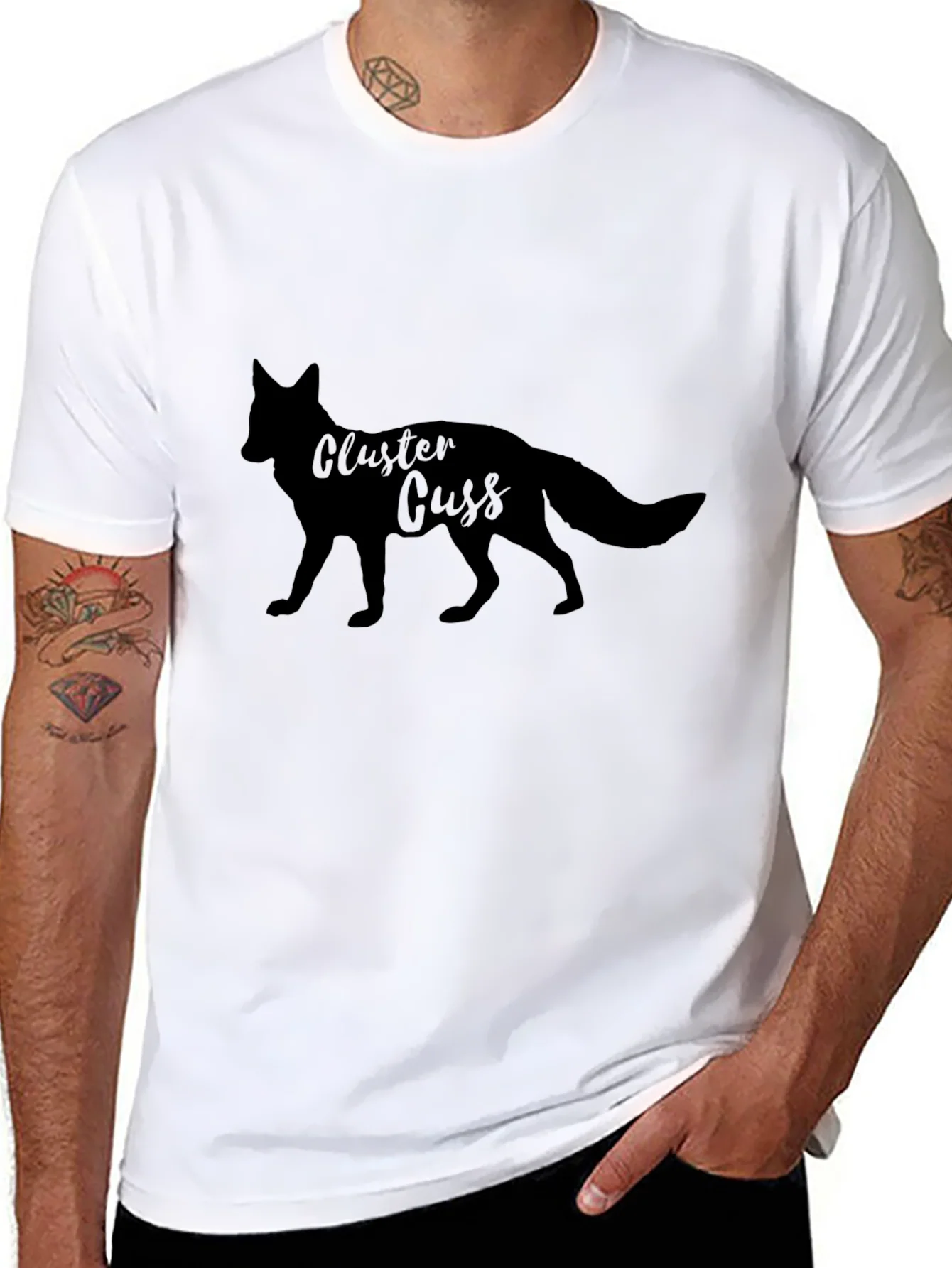 Rebbecca Cluster Cuss Fox Black T-Shirt