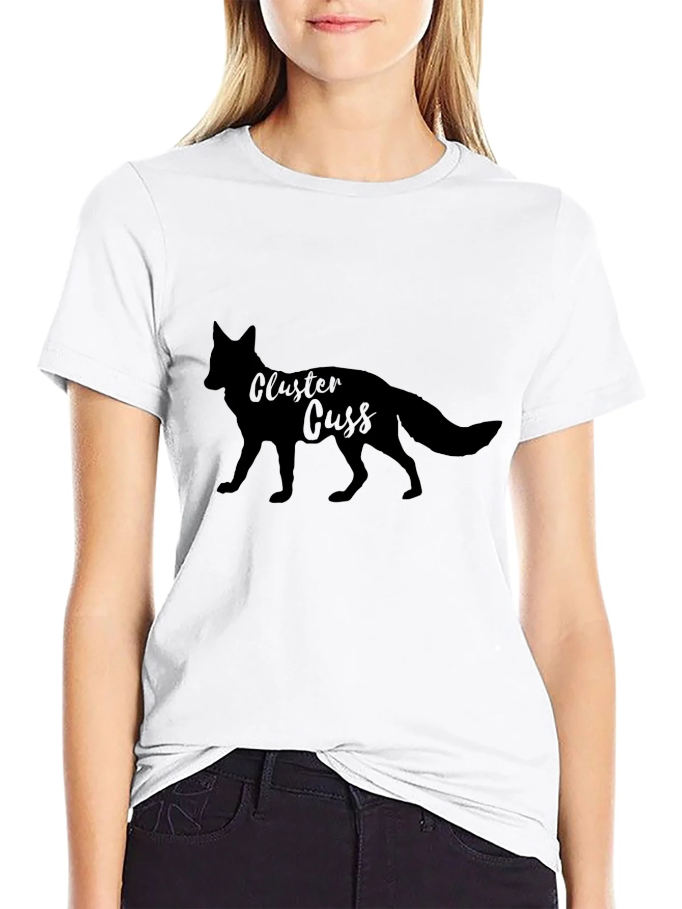 Rebbecca Cluster Cuss Fox Black T-Shirt