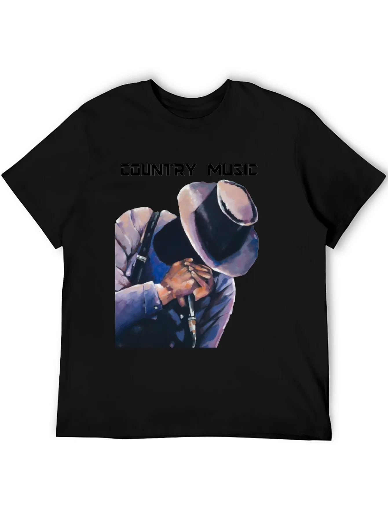 Camiseta Negra Country Music con Dise?o Art¨ªstico