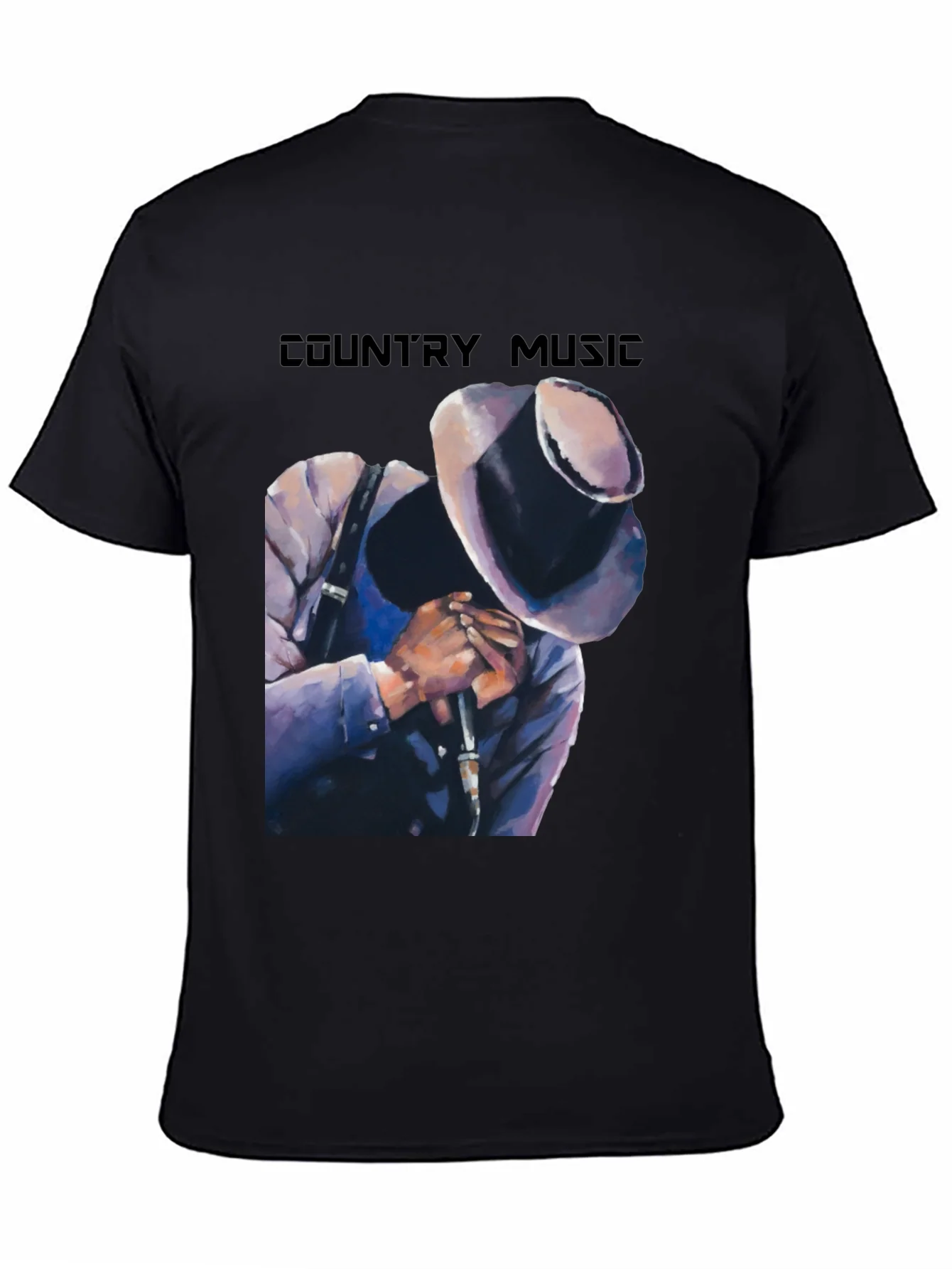 Camiseta Negra Country Music con Dise?o Art¨ªstico