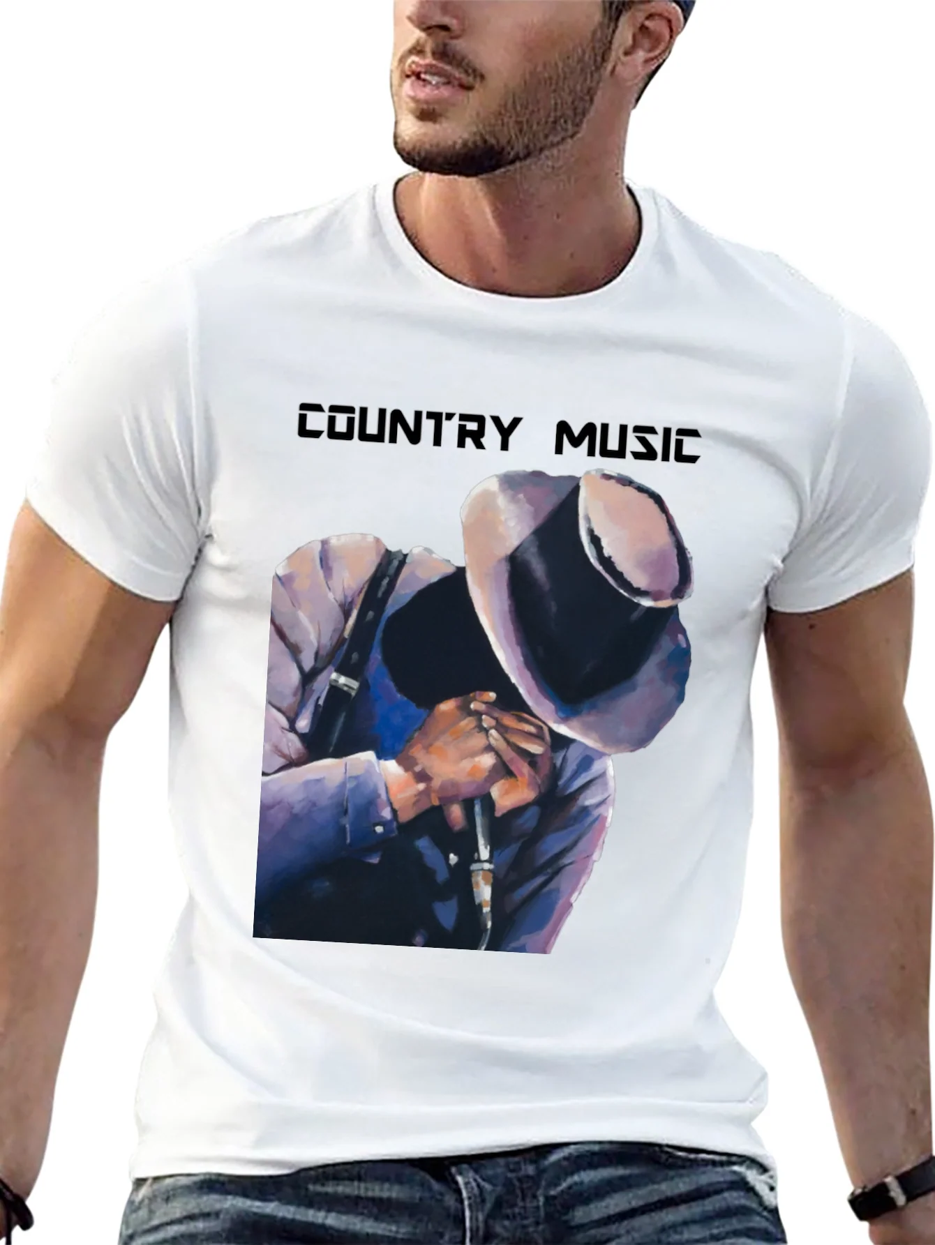 Camiseta Negra Country Music con Dise?o Art¨ªstico
