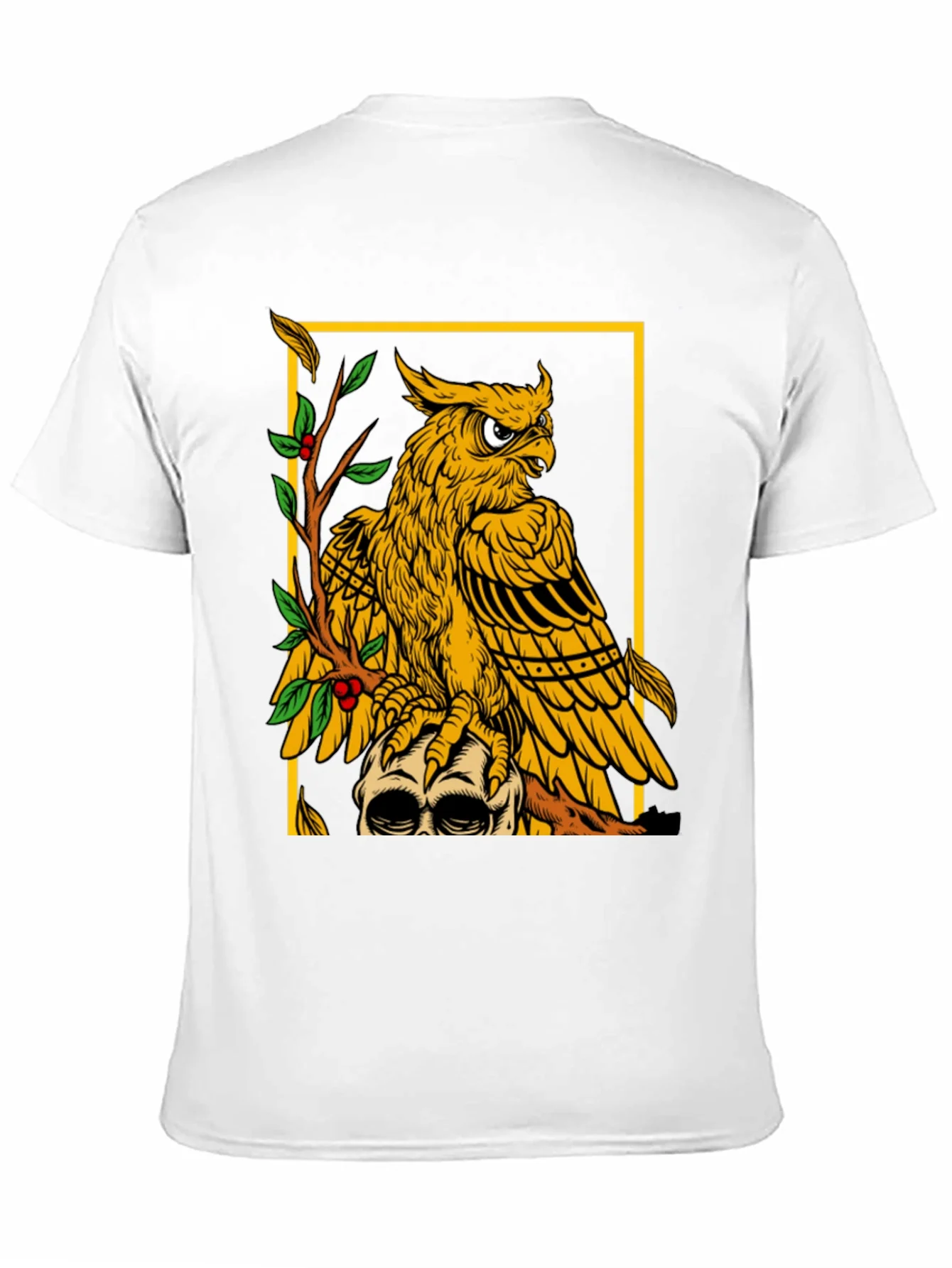 Camiseta Negra con Dise?o de B¨²ho y Calavera