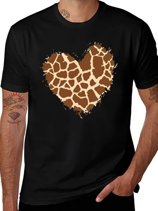 Rebbecca Giraffe Print Heart Tee - Trendy Graphic T-Shirt