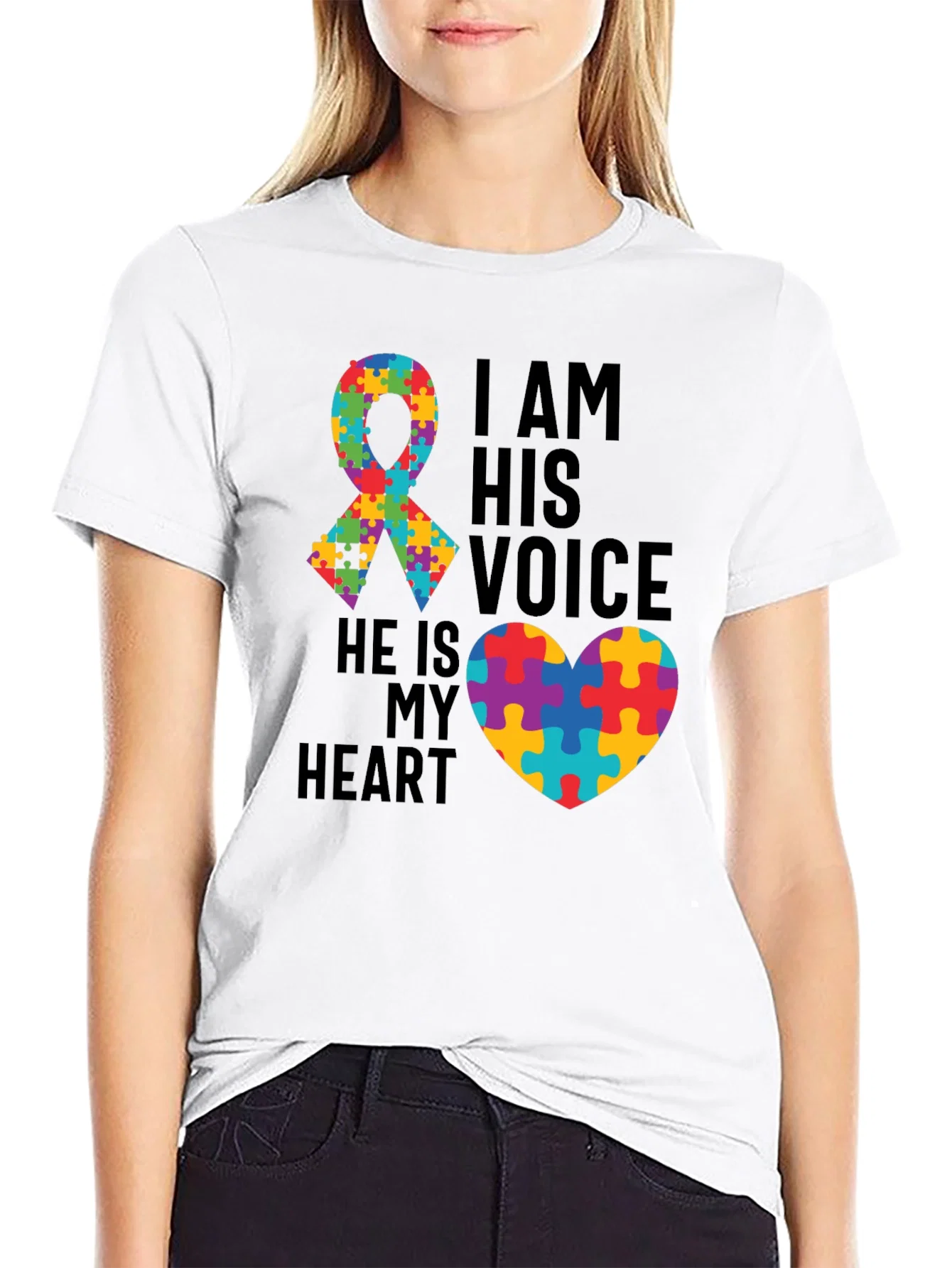 Rebbecca Autism Awareness T-Shirt: I Am His Voice Heart