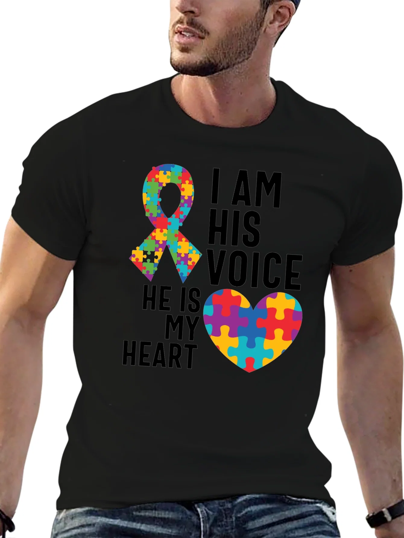 Rebbecca Autism Awareness T-Shirt: I Am His Voice Heart