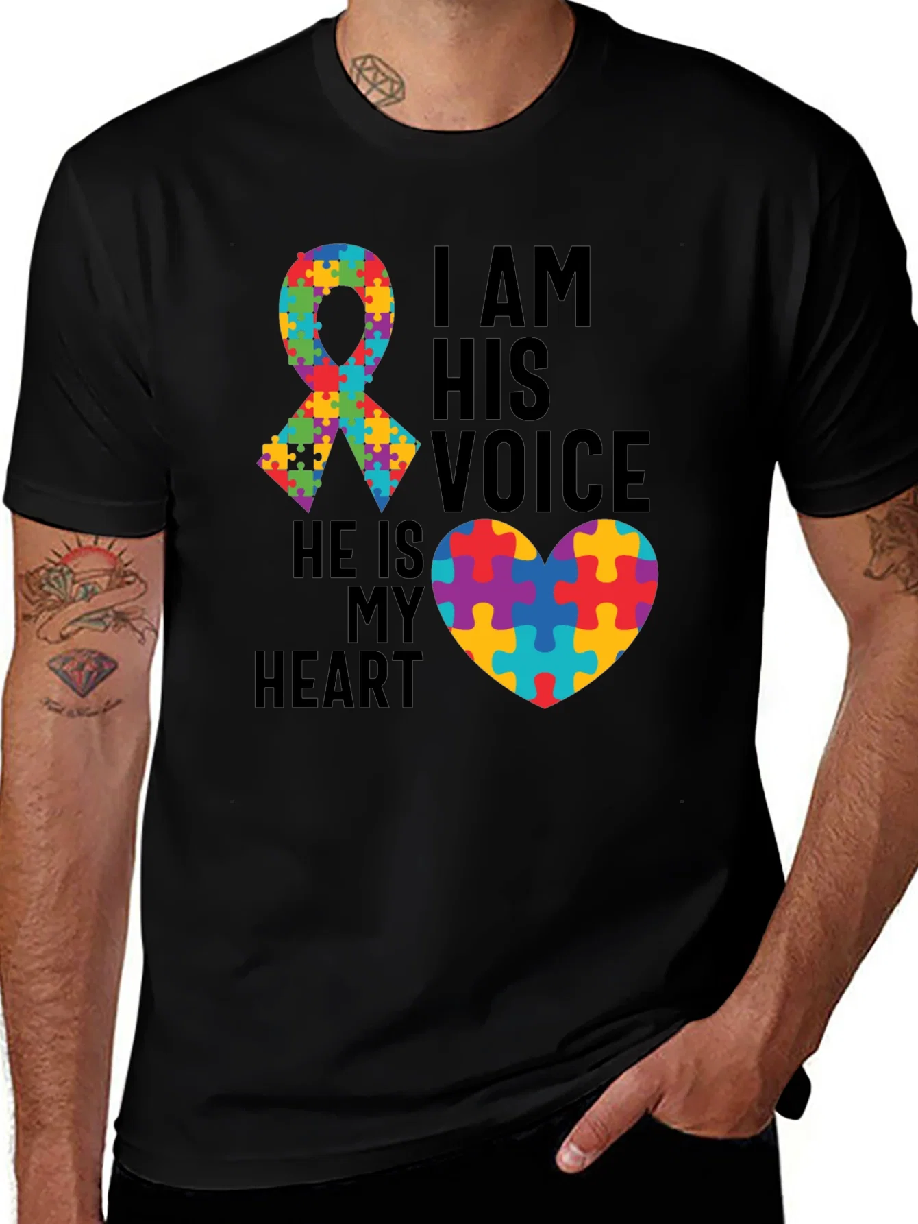 Rebbecca Autism Awareness T-Shirt: I Am His Voice Heart