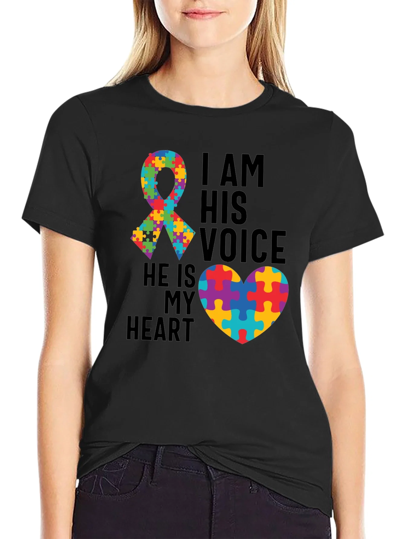 Rebbecca Autism Awareness T-Shirt: I Am His Voice Heart