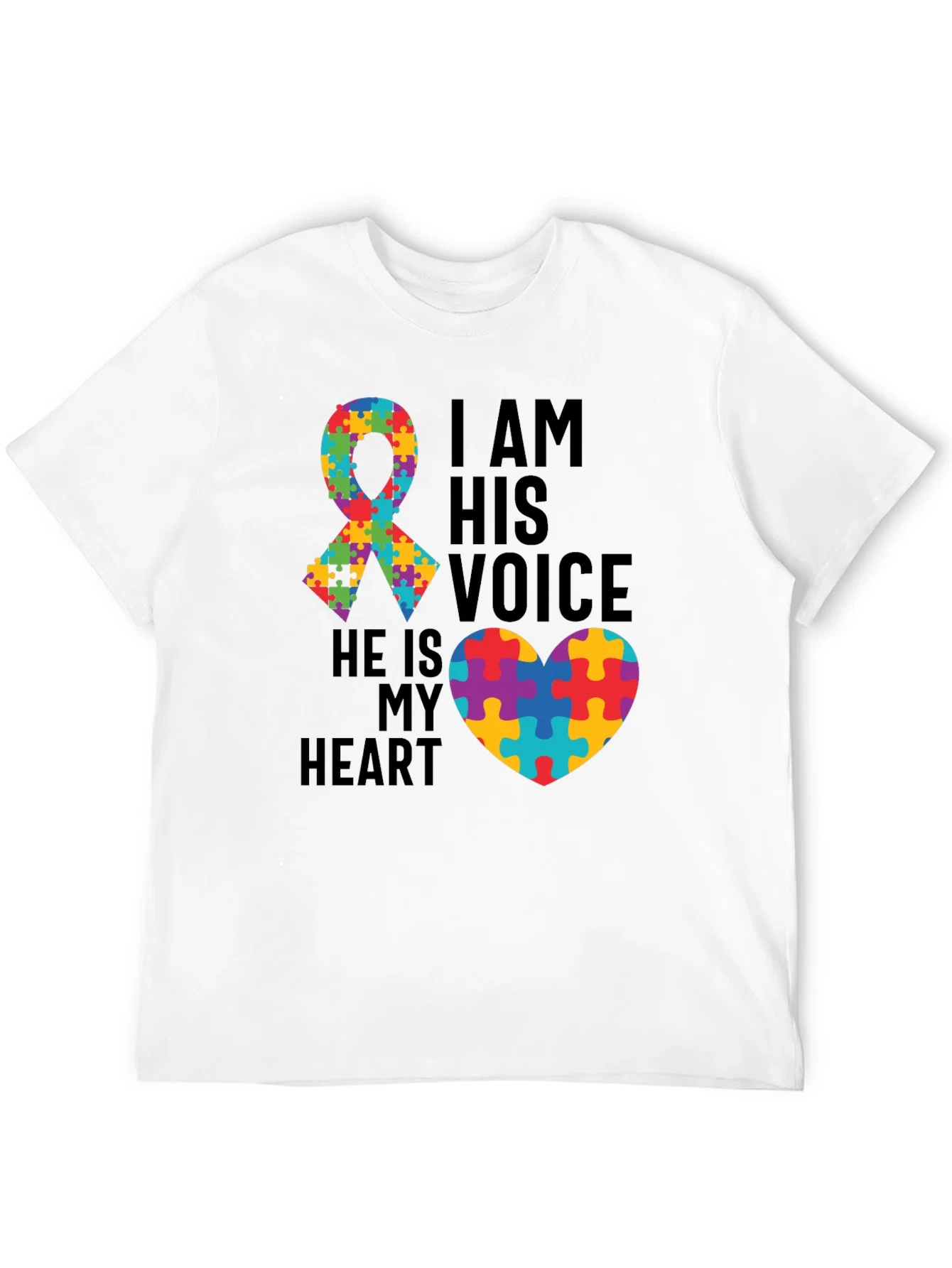 Rebbecca Autism Awareness T-Shirt: I Am His Voice Heart