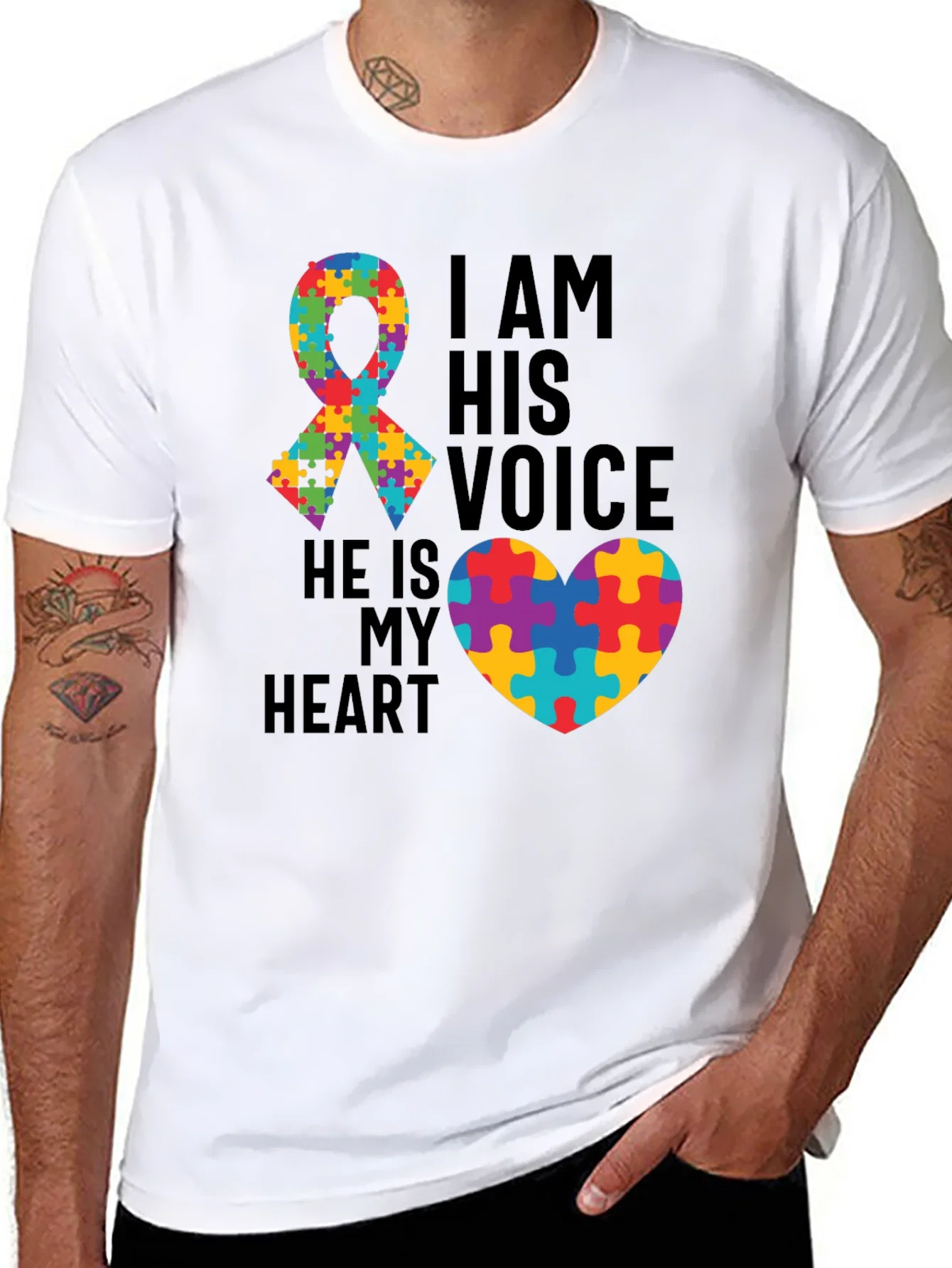 Rebbecca Autism Awareness T-Shirt: I Am His Voice Heart