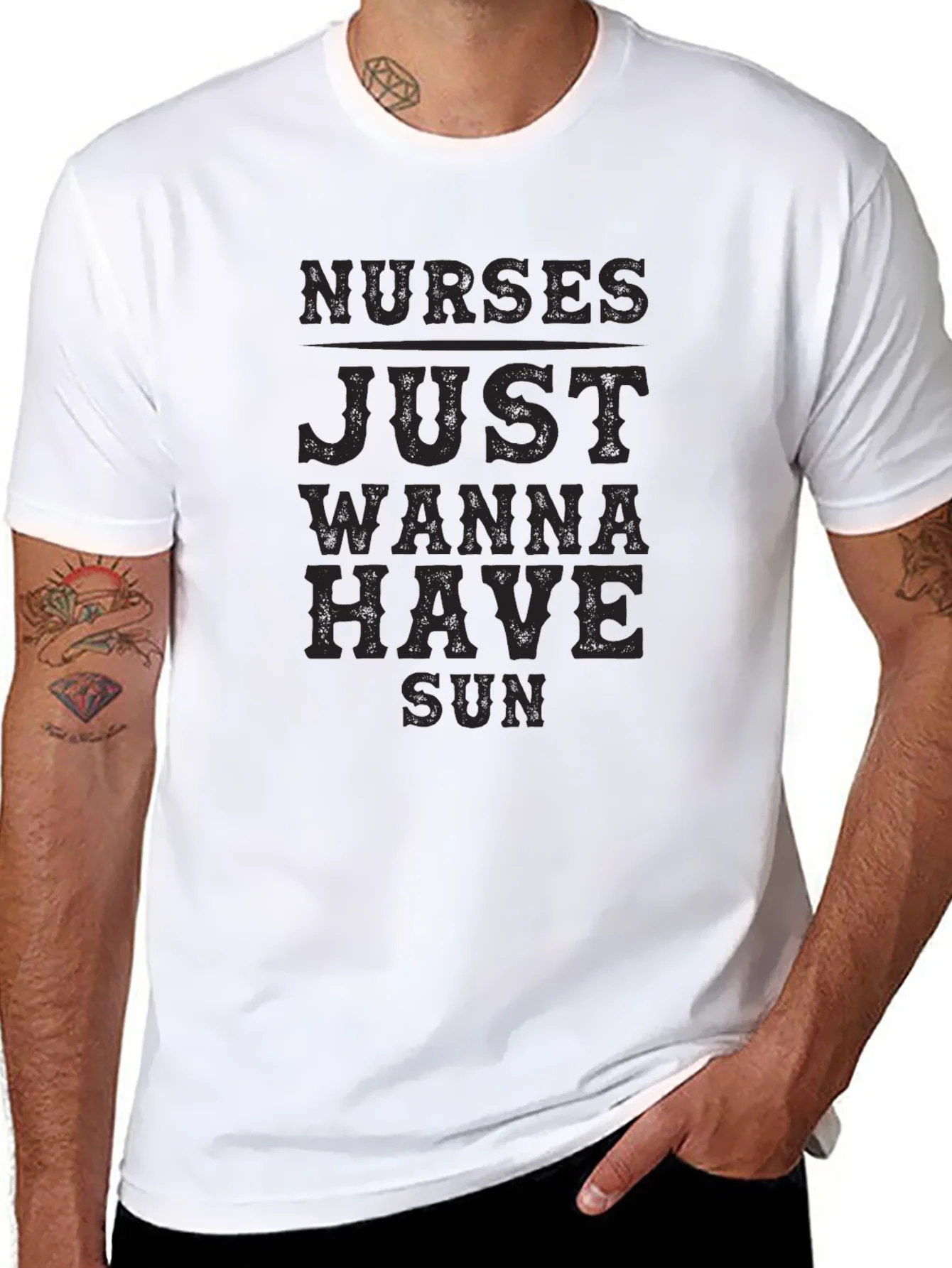 Camiseta Negra Nurses Just Wanna Have Sun