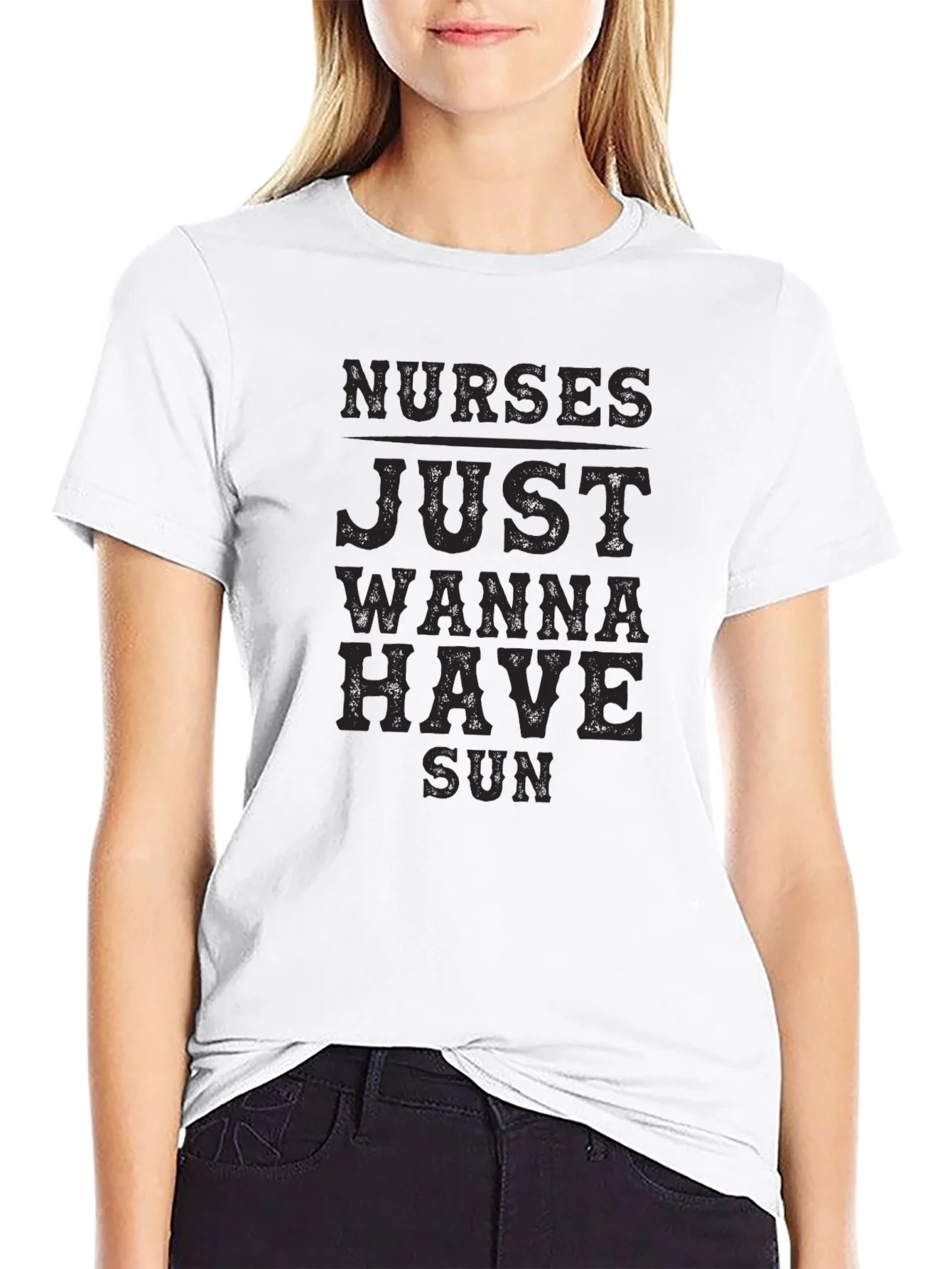 Camiseta Negra Nurses Just Wanna Have Sun