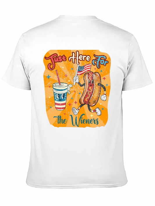 Rebbecca Just Here For the Wieners T-Shirt Funny 4th of July USA Hot Dog