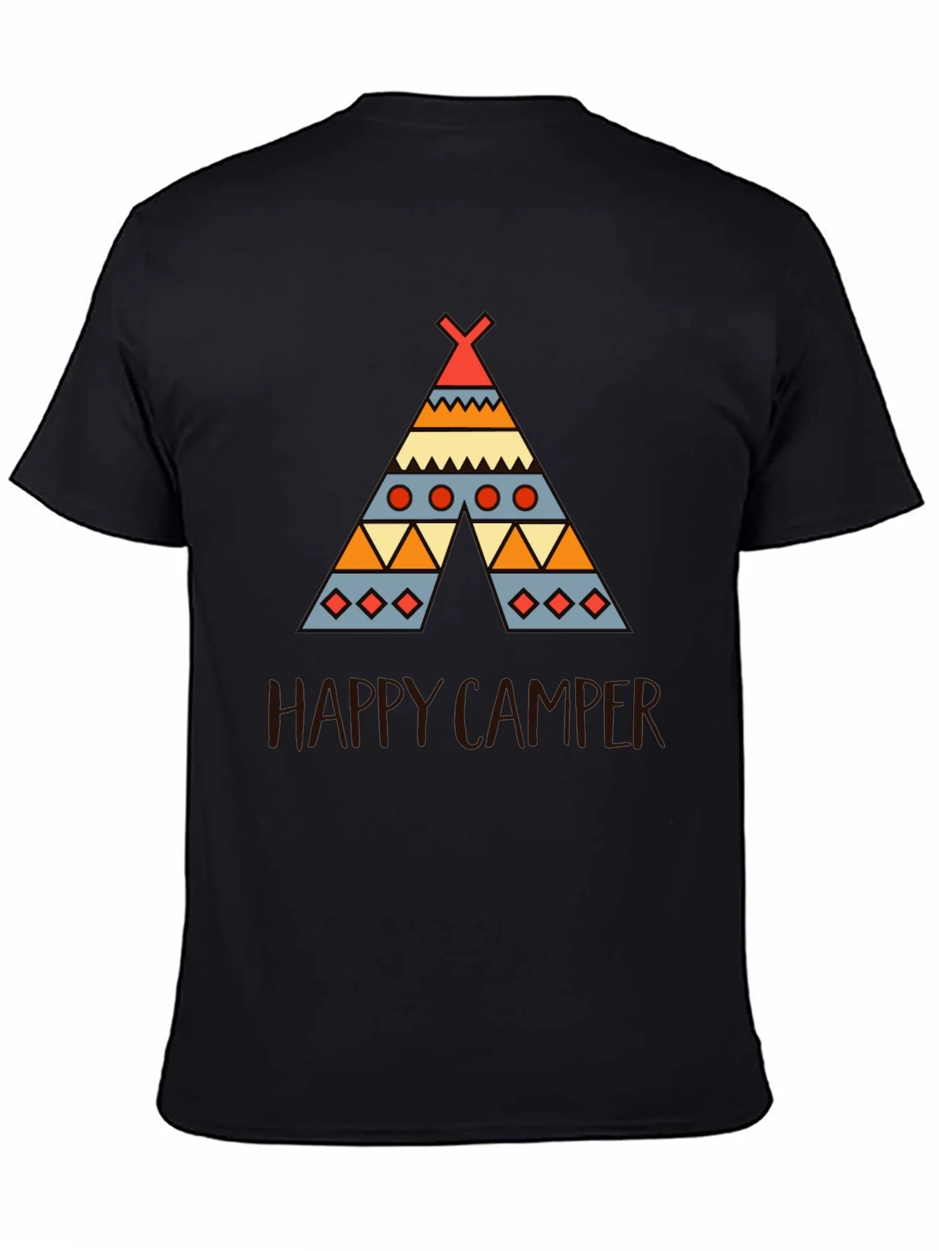 Rebbecca Happy Camper Graphic Tee - Black Cotton T-Shirt